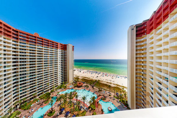 Updated beachfront condo with pool, hot tub, W/D, & central AC