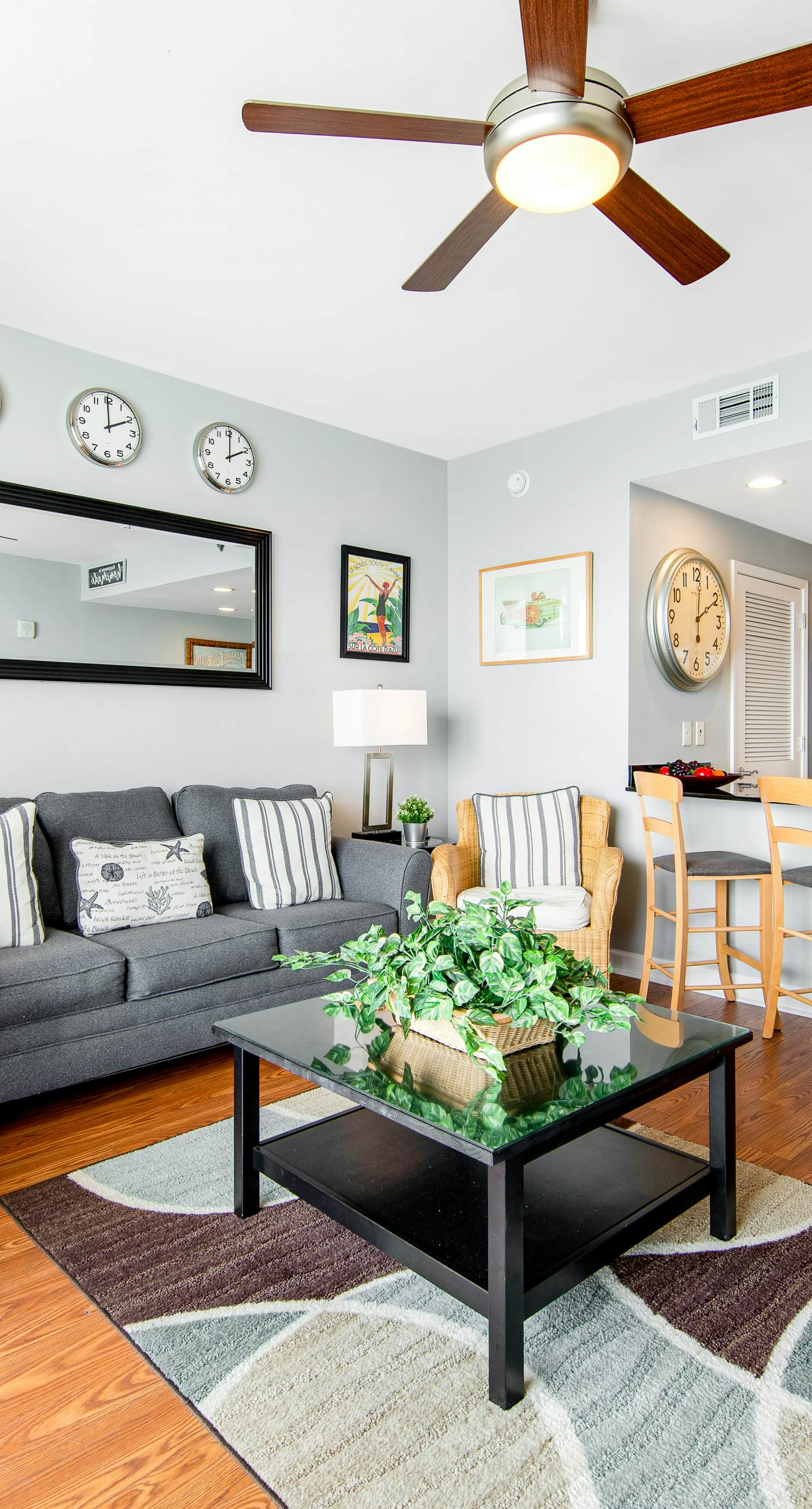 Colorful, beachfront condo with Gulf view, pool, hot tub, and lazy river