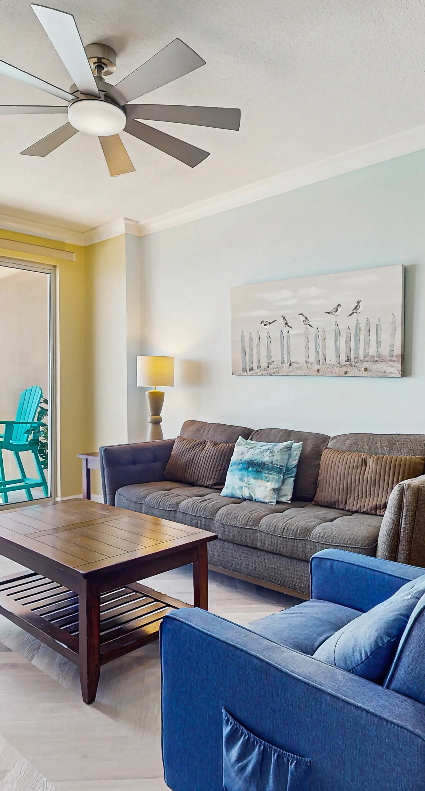 Sand-front condo with pool, hot tub, gym, scenic balcony, smart TVs, W/D, & AC