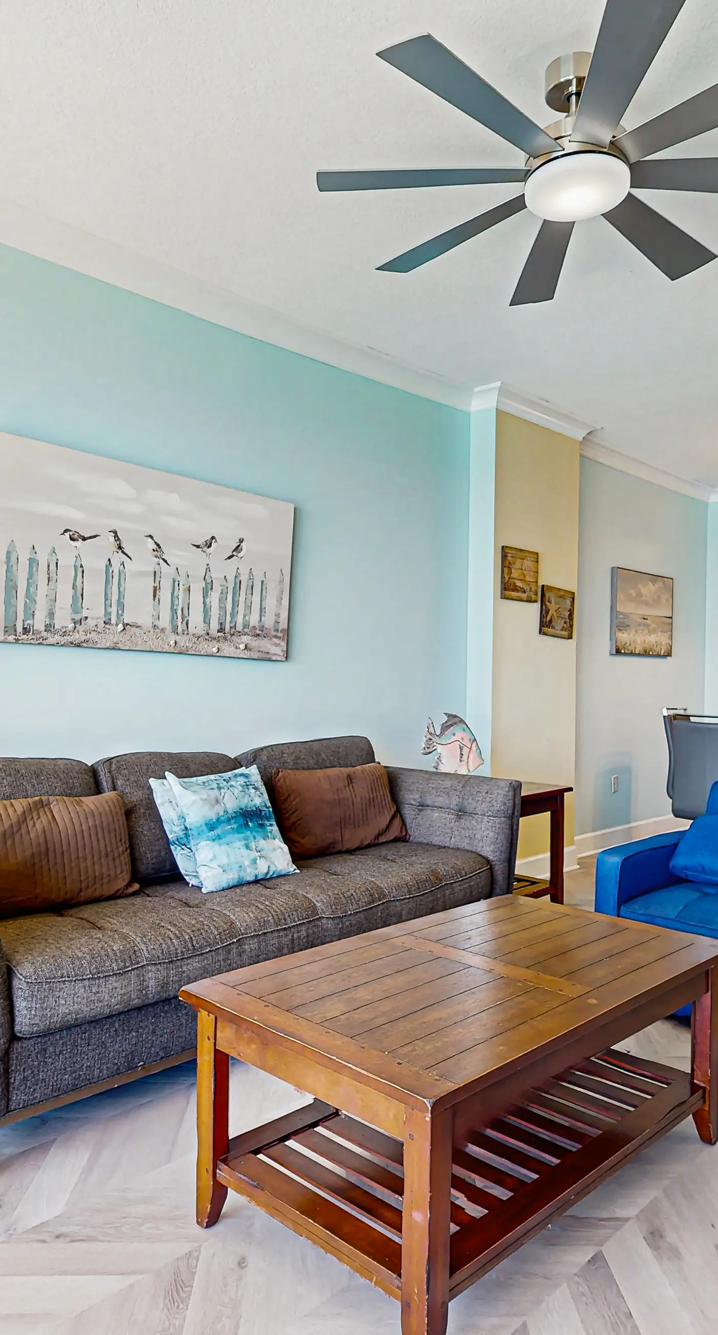 Sand-front condo with pool, hot tub, gym, scenic balcony, smart TVs, W/D, & AC