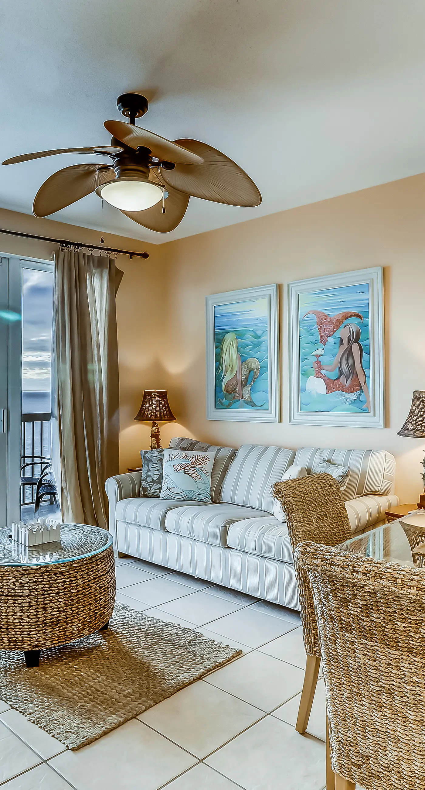 Serene & upscale beachfront condo with furnished balcony, view, & pools