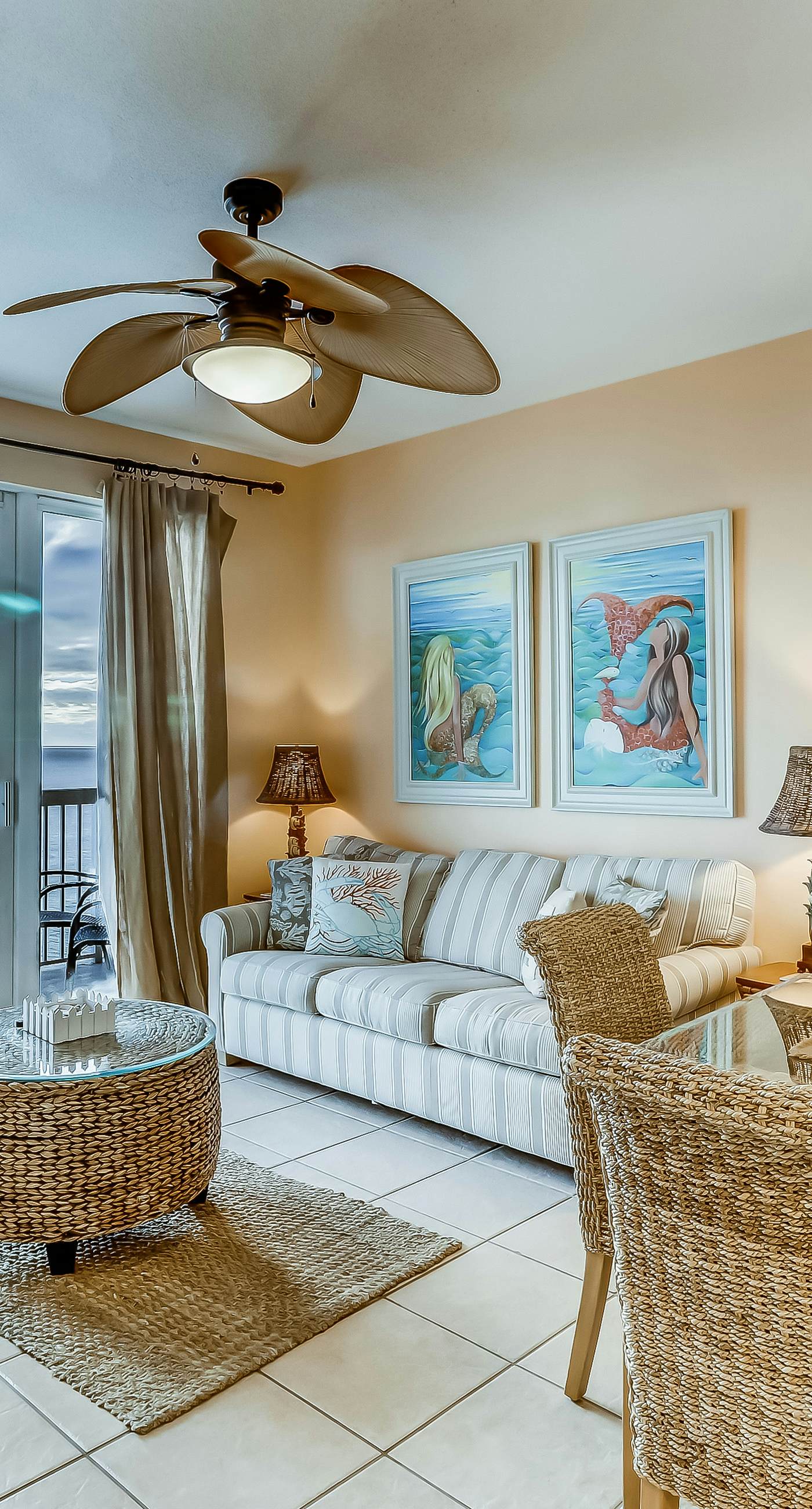 Serene & upscale beachfront condo with furnished balcony, view, & pools