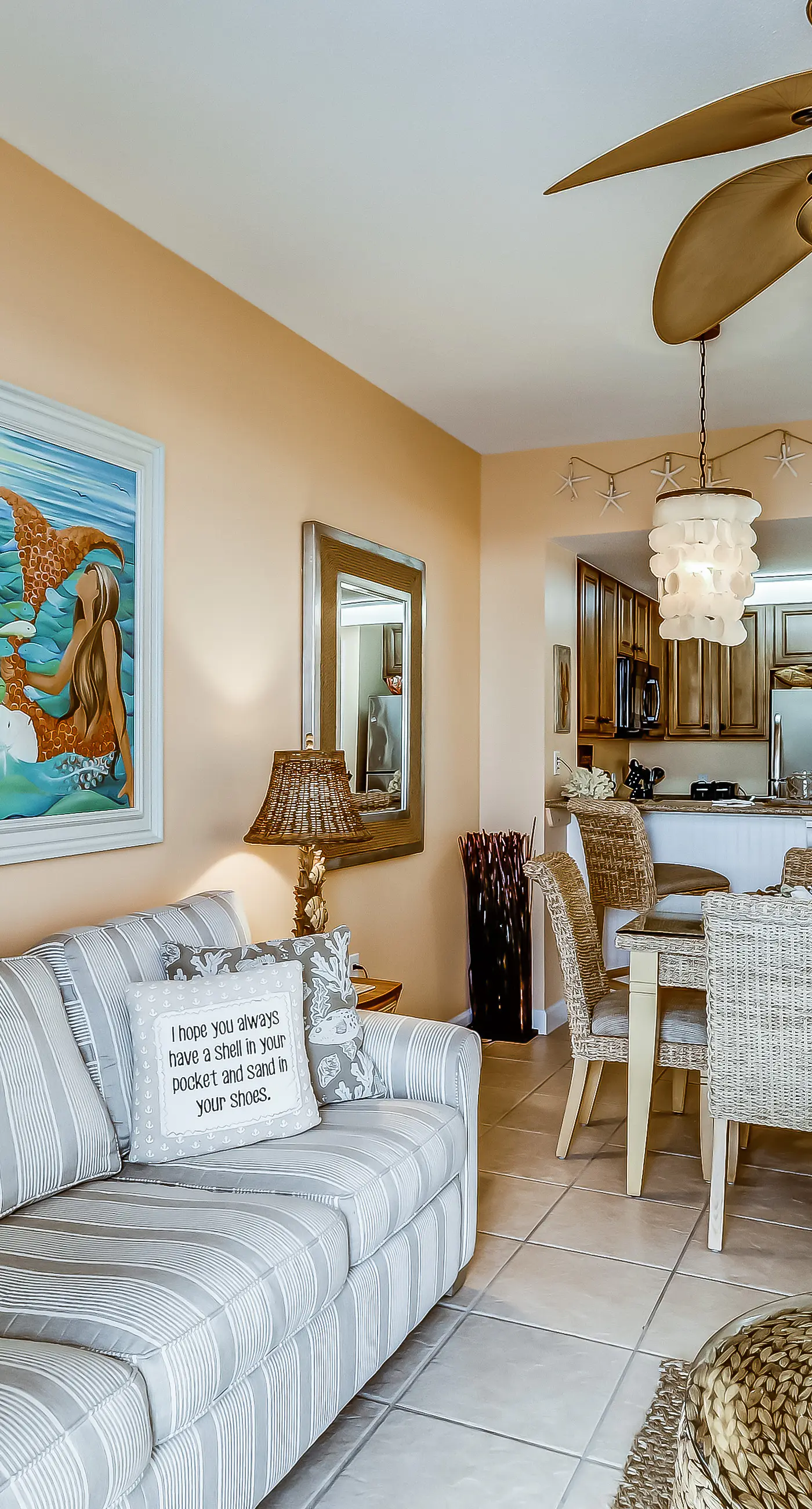 Serene & upscale beachfront condo with furnished balcony, view, & pools