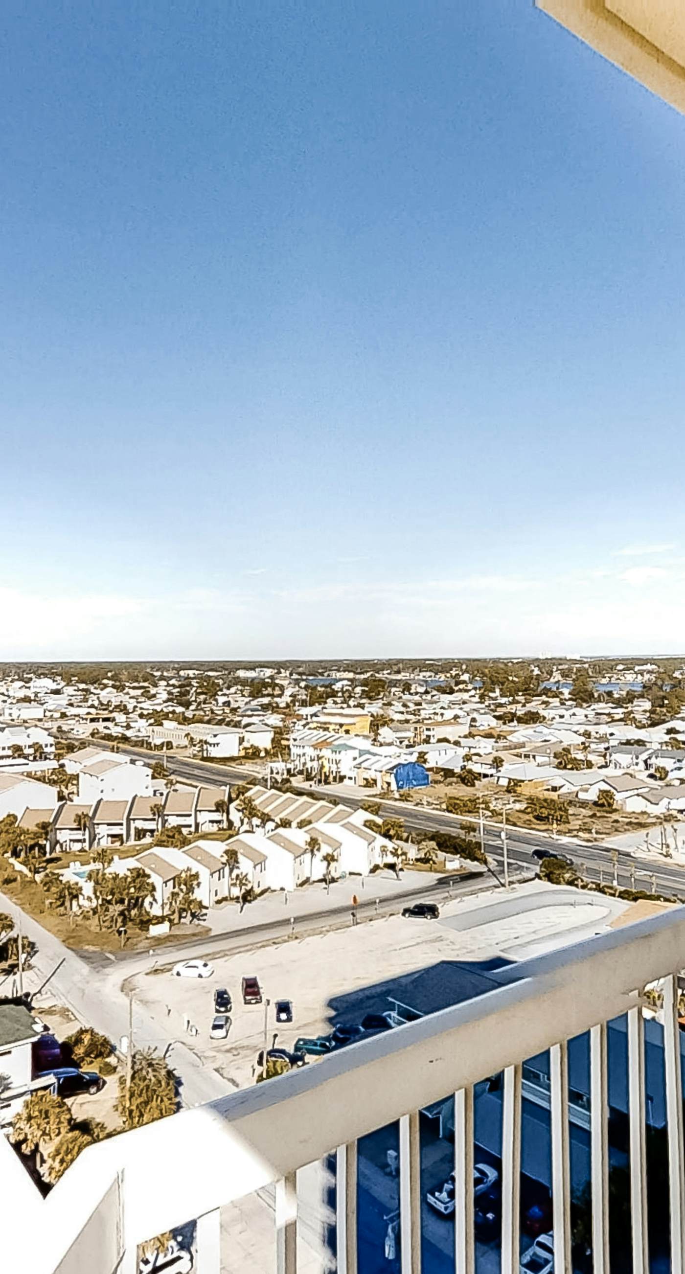 Cool & contemporary beachfront getaway with large balcony, pools, & gym