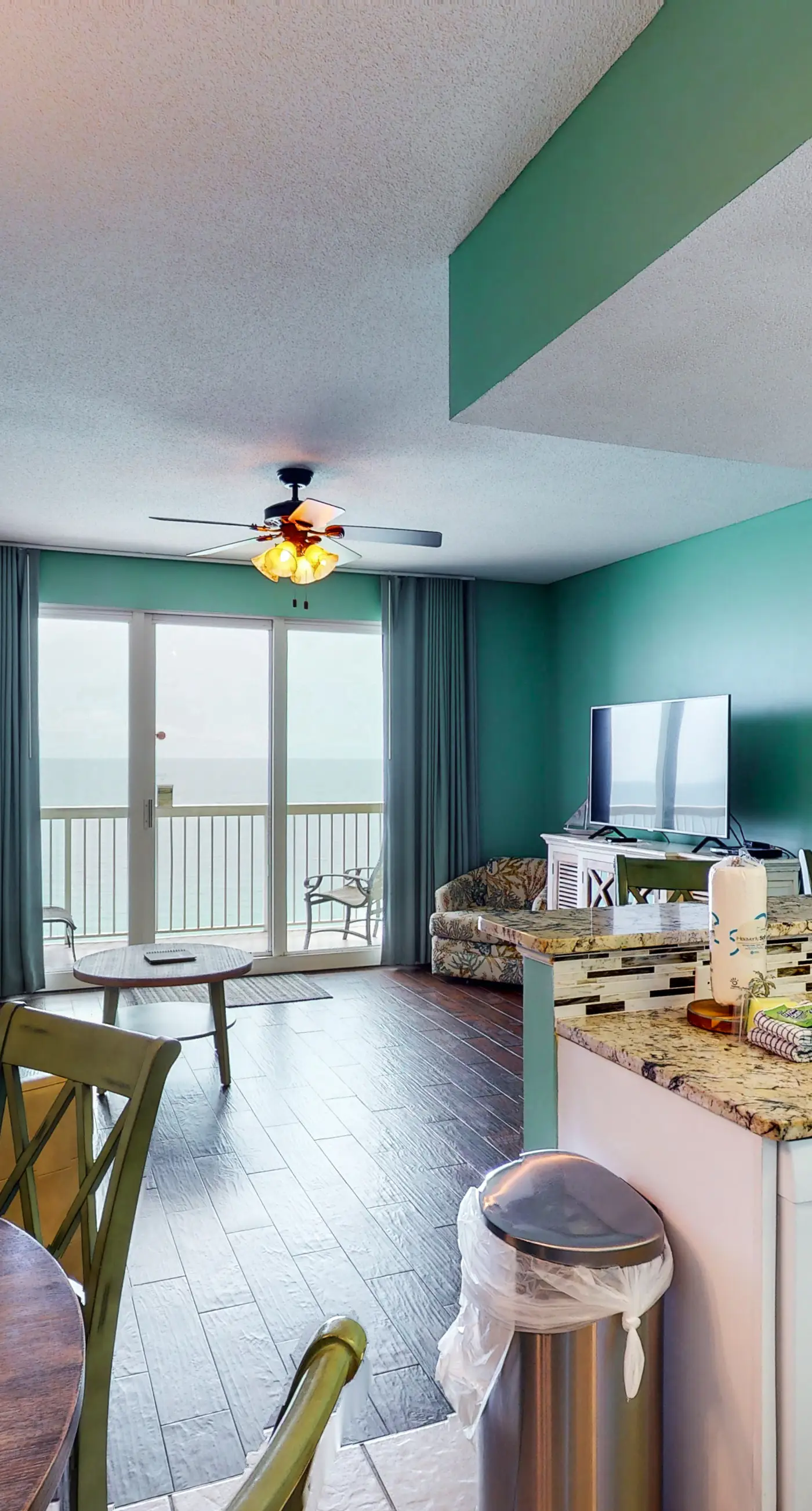 Beachfront, seafoam sanctuary with furnished balcony, pools, & gym