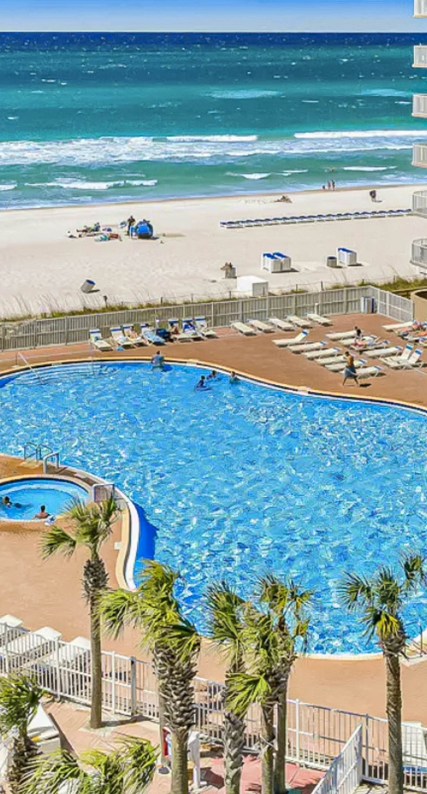 Eighth-floor beachfront condo w/ hot tubs, pools, seasonal beach service & more