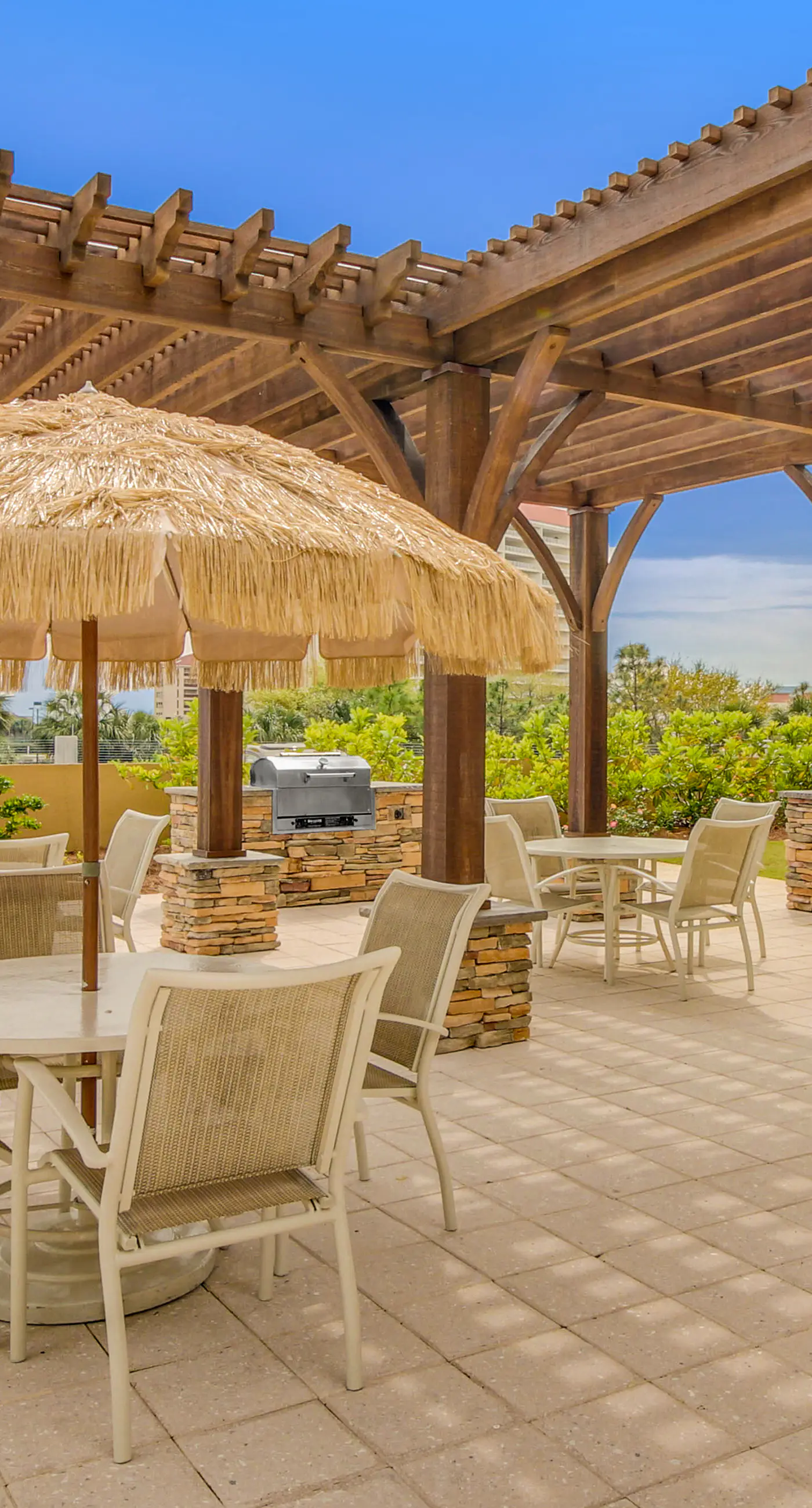 Gulf view getaway with an outdoor pool, hot tub, central AC