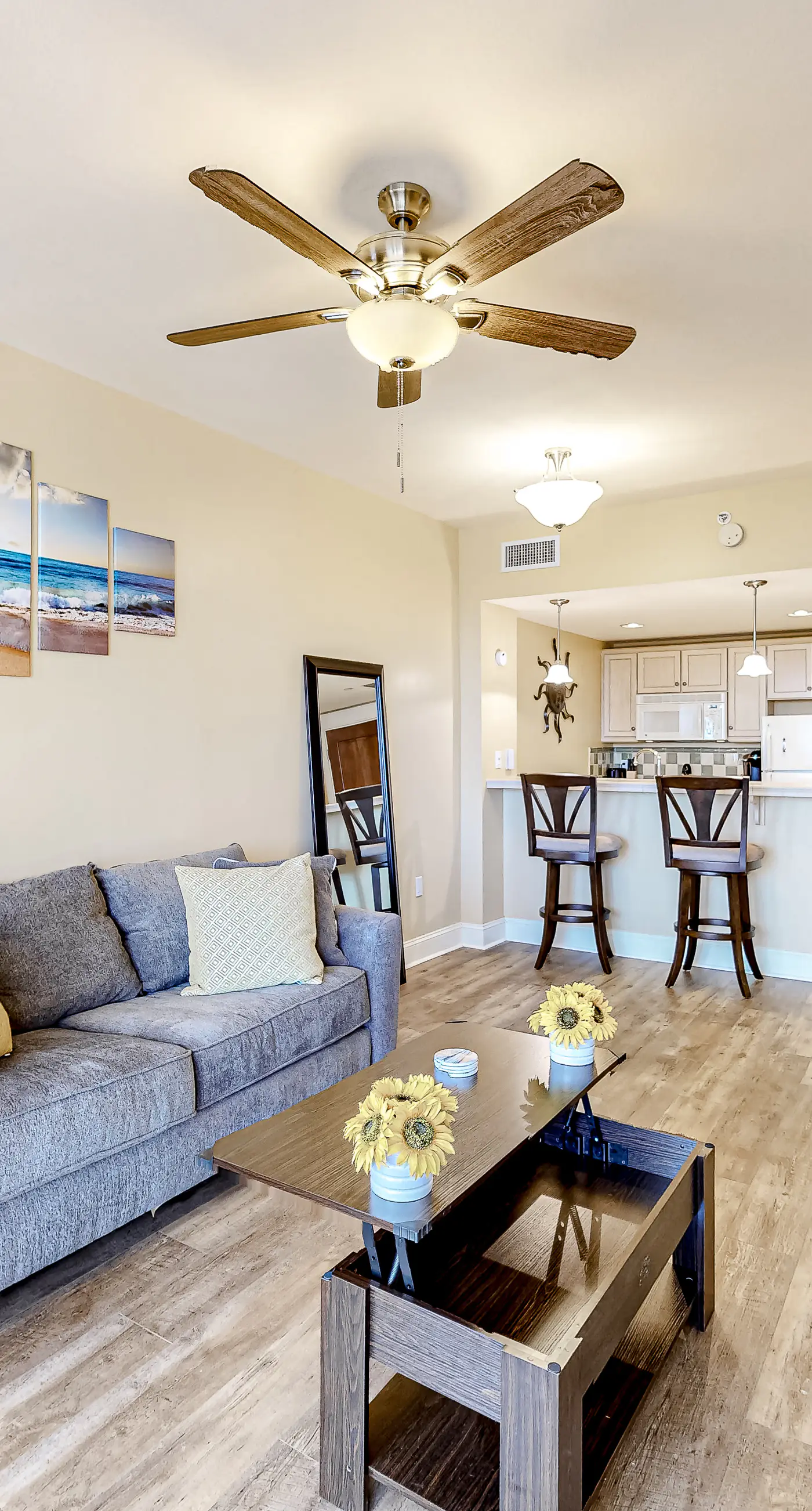 Bright condo with lagoon pool, hot tub, golf, private W/D & central AC