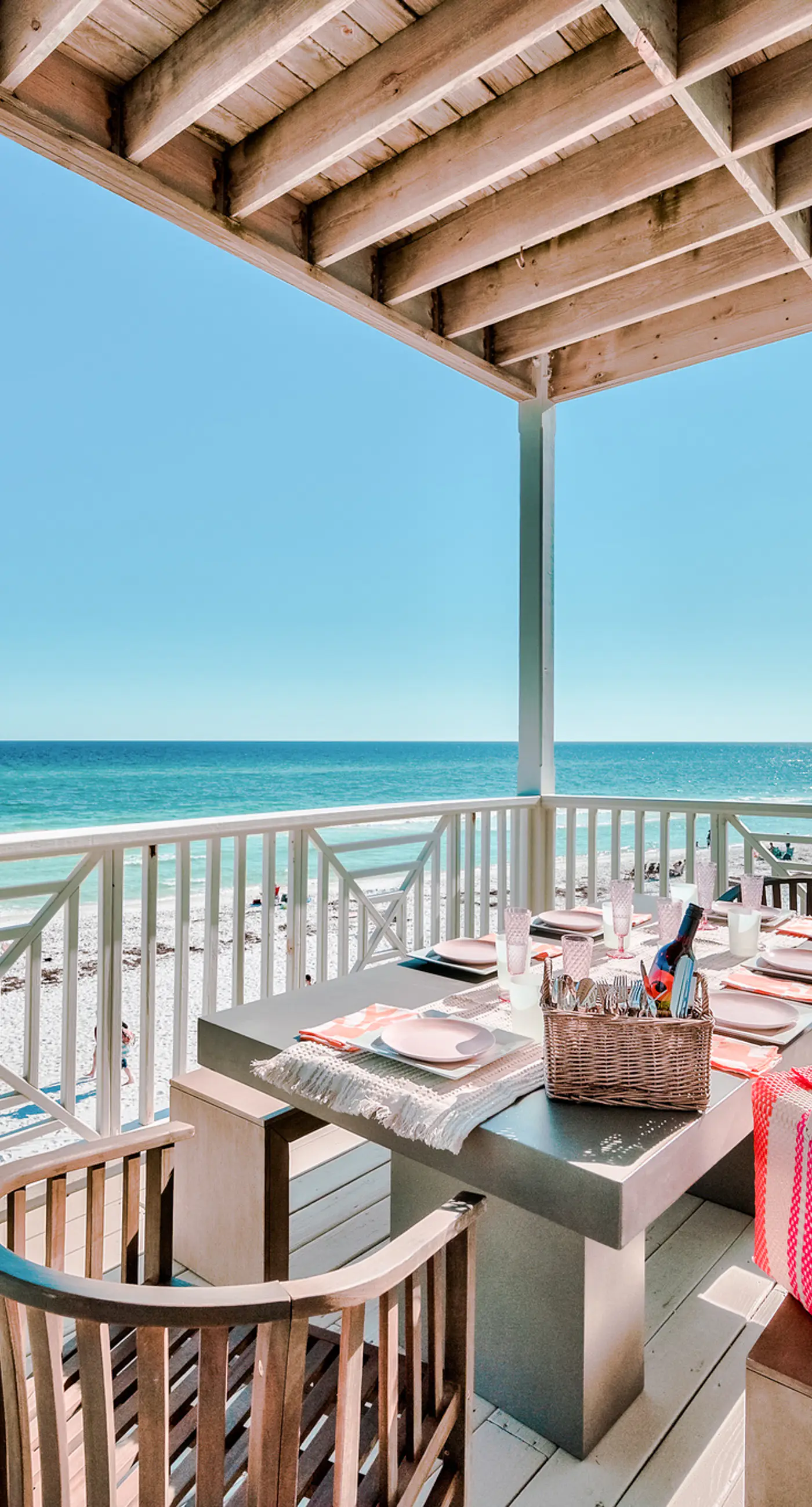3-story Gulf-front home with beach access, multiple decks, beach views, AC