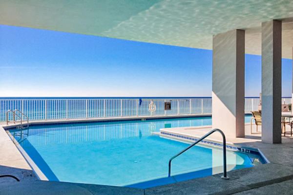 Inviting Gulf-front condo In Perdido Key with waterfront pool/hot tub and oceanfront balcony