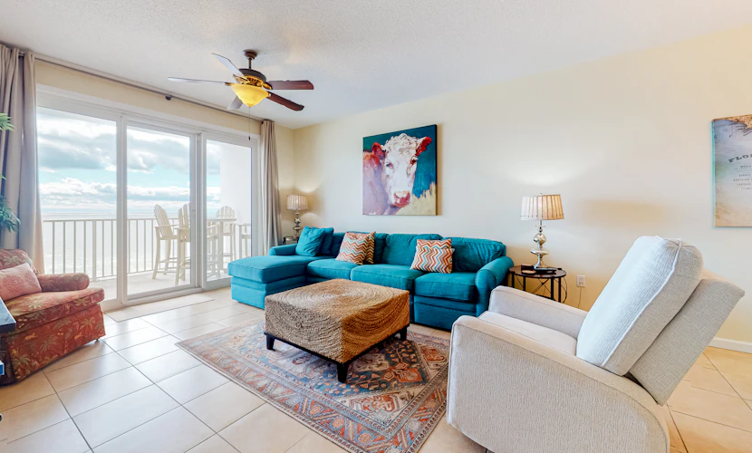 Inviting Gulf-front condo In Perdido Key with waterfront pool/hot tub and oceanfront balcony
