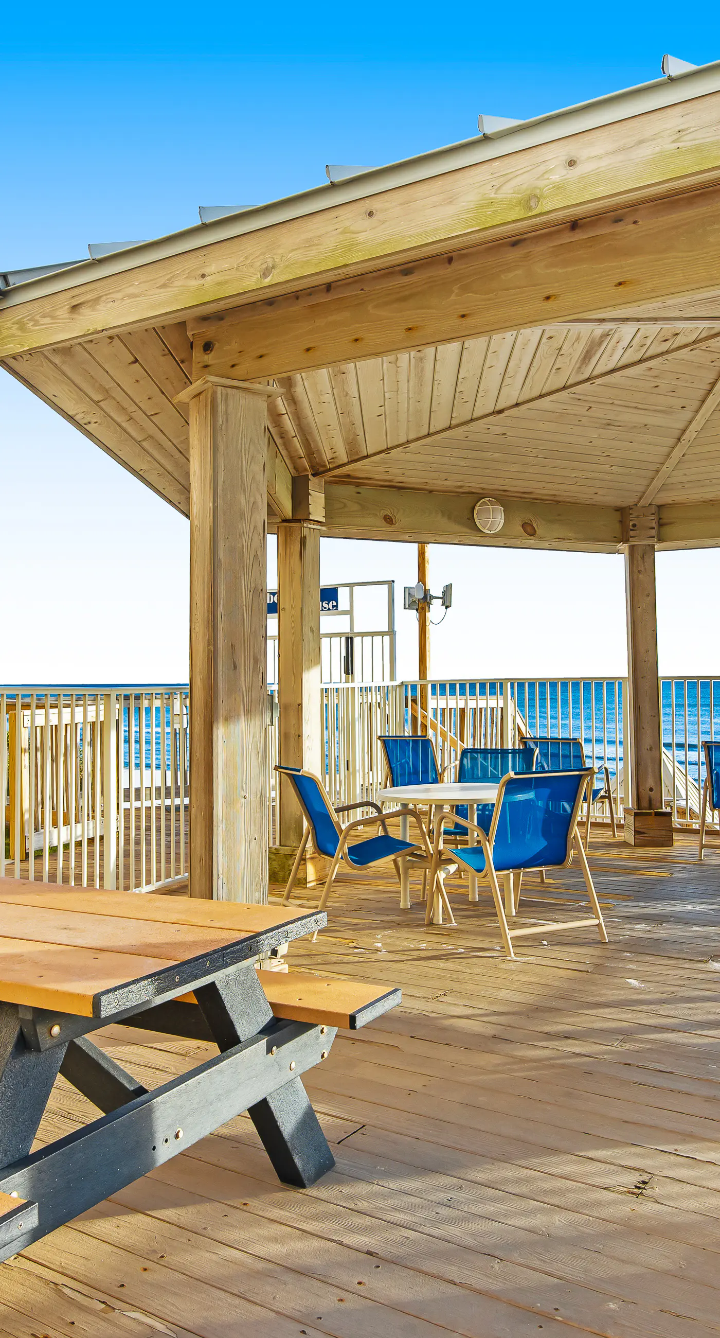 Ground floor oceanfront beachy condo with furnished patio, outdoor pool, gym