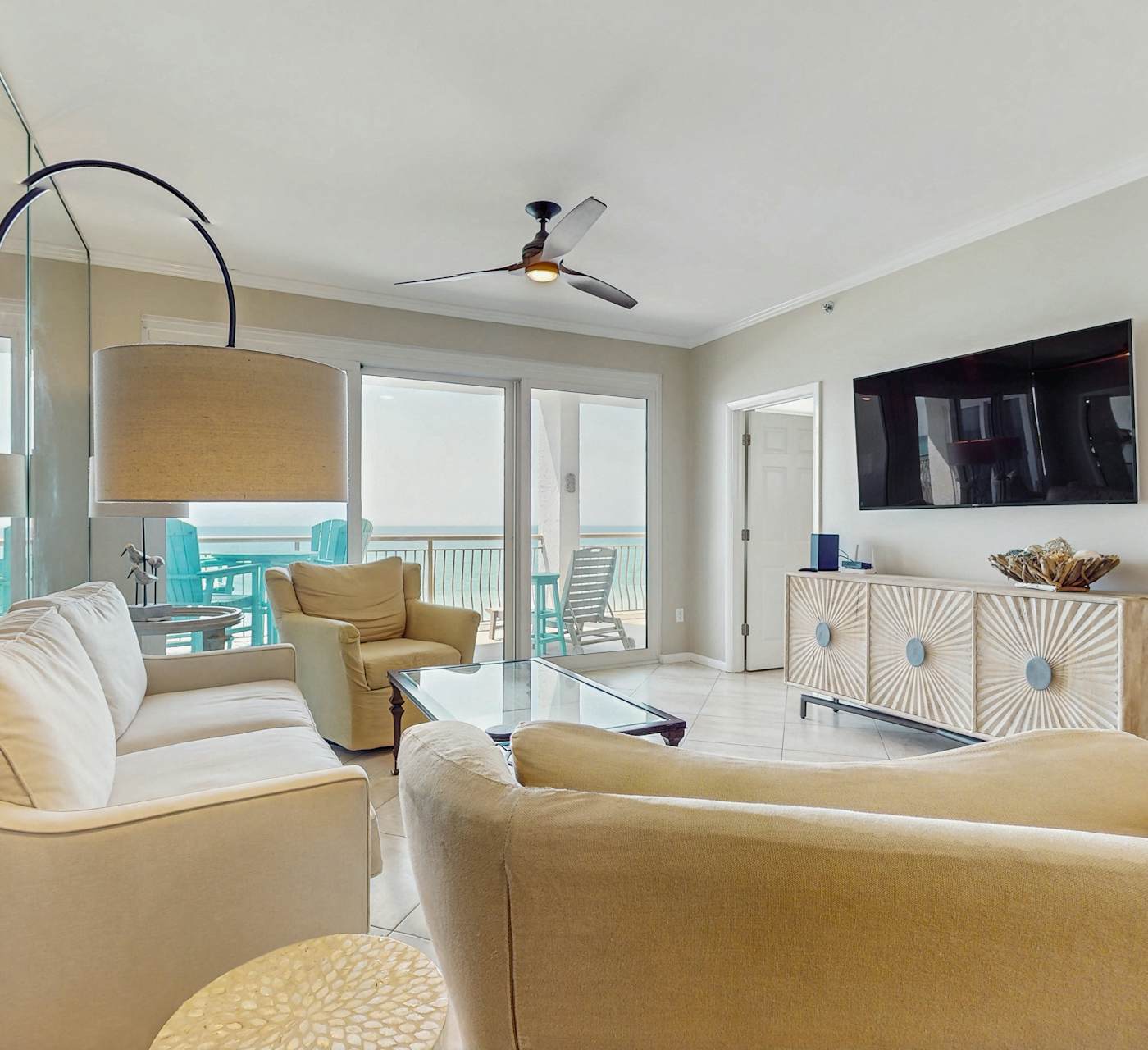 Open-concept beachfront home with balcony, lagoon pool ...