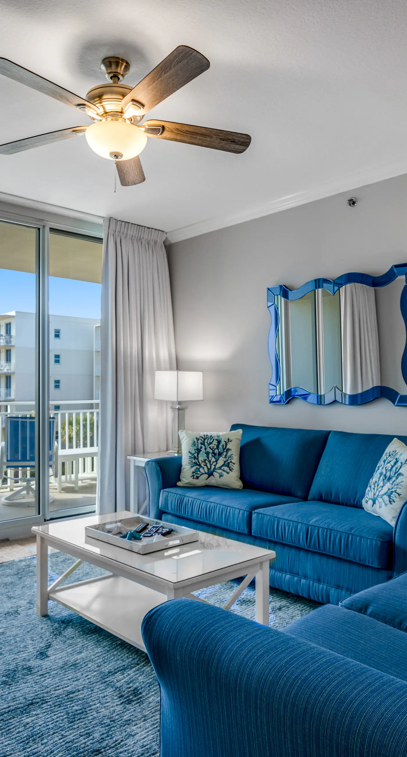 Elegant oceanfront condo with Gulf views, central AC, and shared pool & hot tub