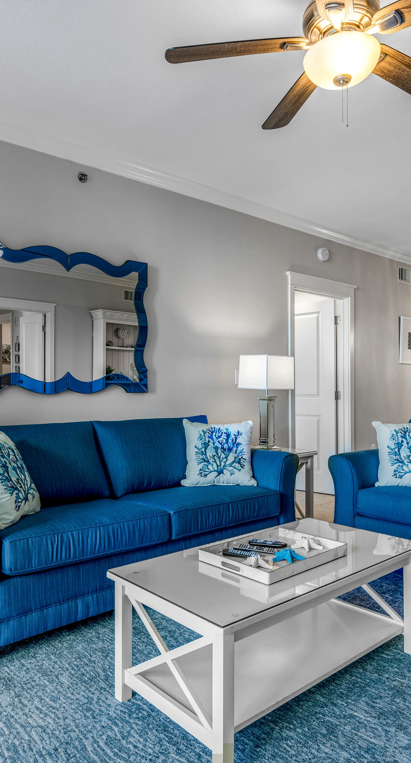 Elegant oceanfront condo with Gulf views, central AC, and shared pool & hot tub