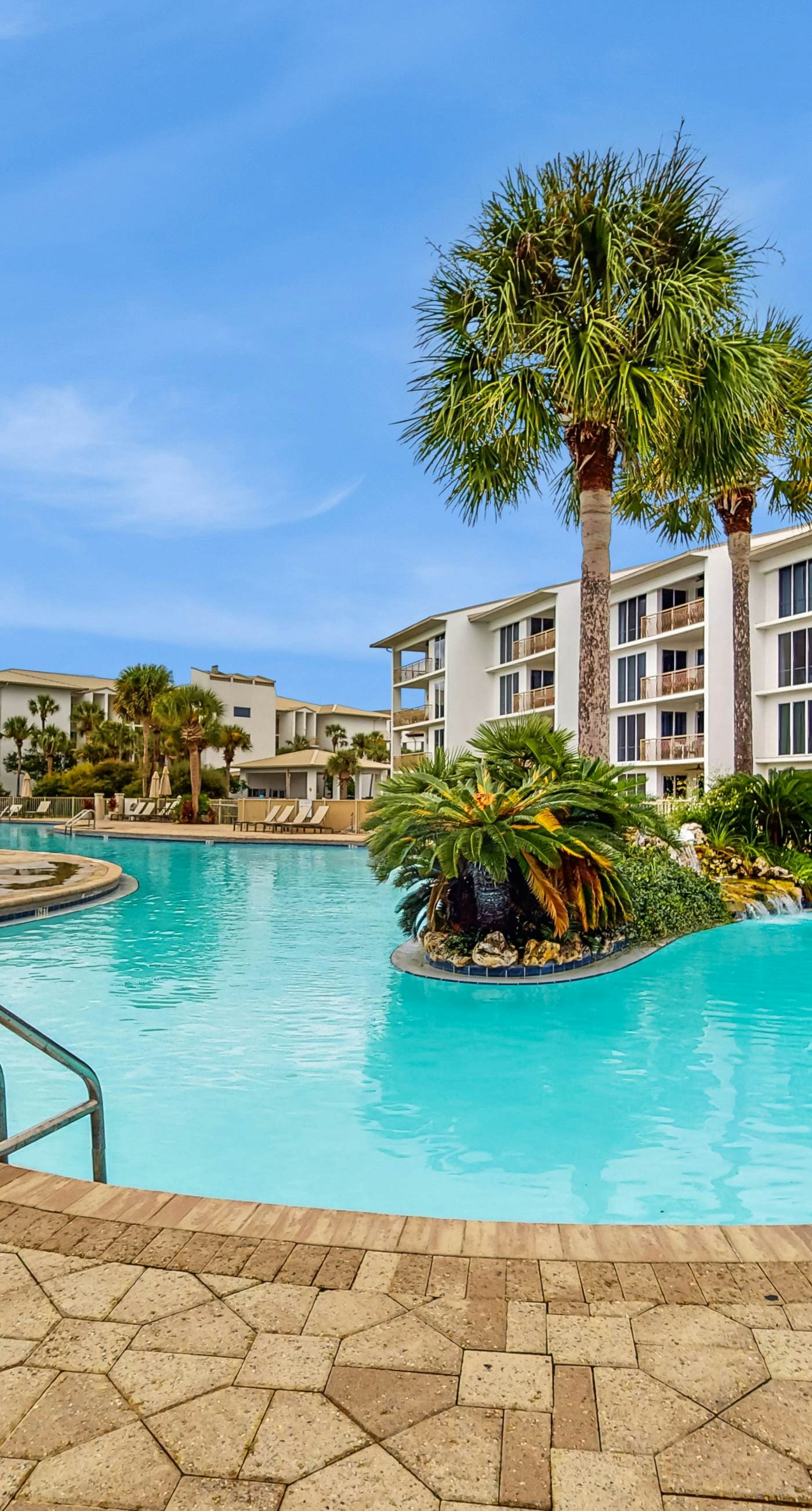 Water-view condo with pool, hot tub & pickleball