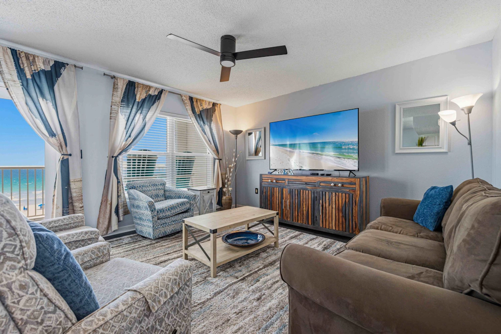 Beachfront condo with gulf views, pool, gym, & private balcony