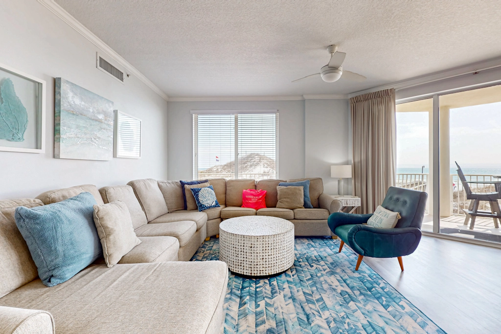 Ground floor beachfront condo with shared pool and beach access