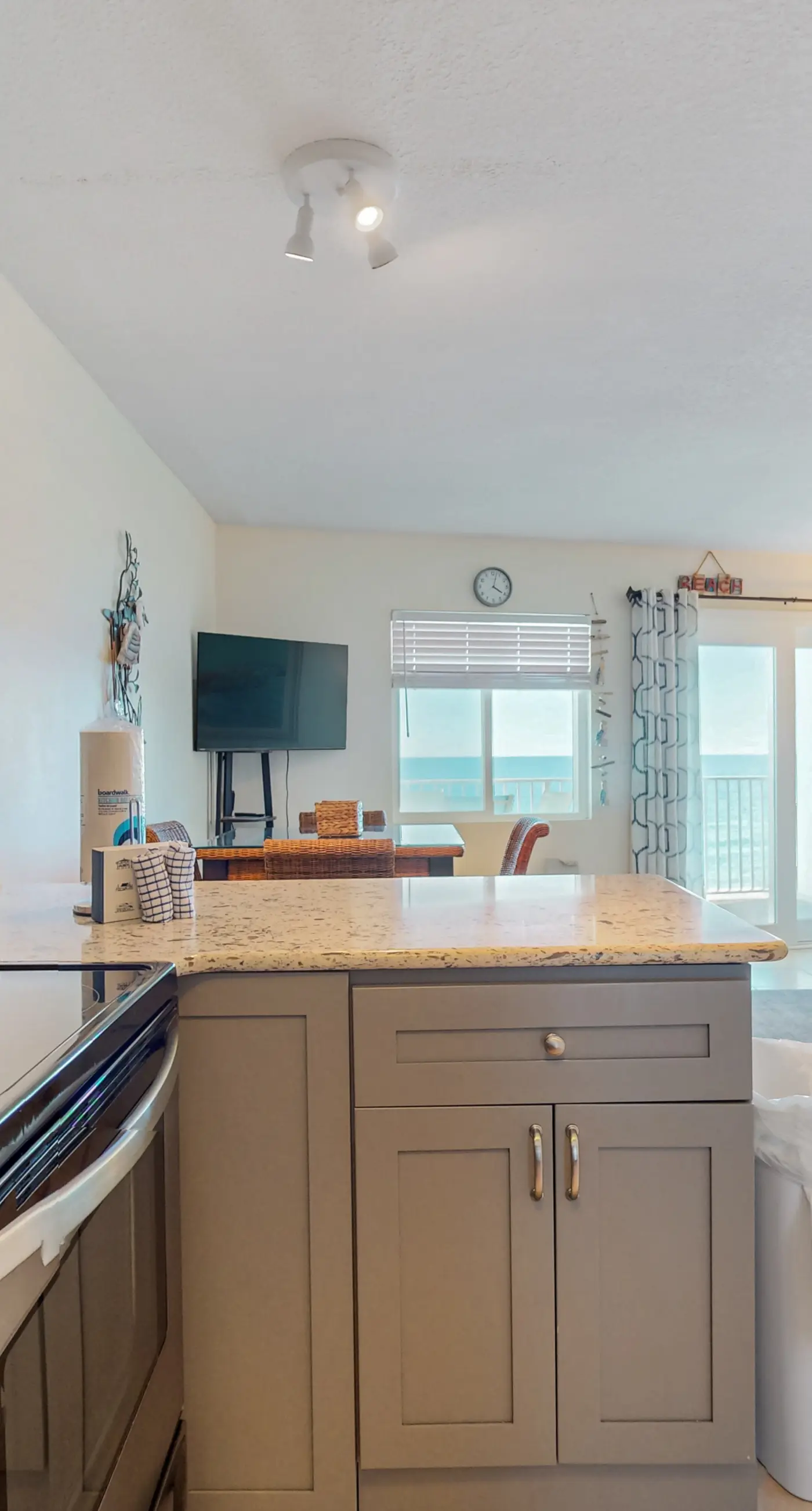 Gulf-front condo with shared pool & gym, balcony, WiFi, & great view