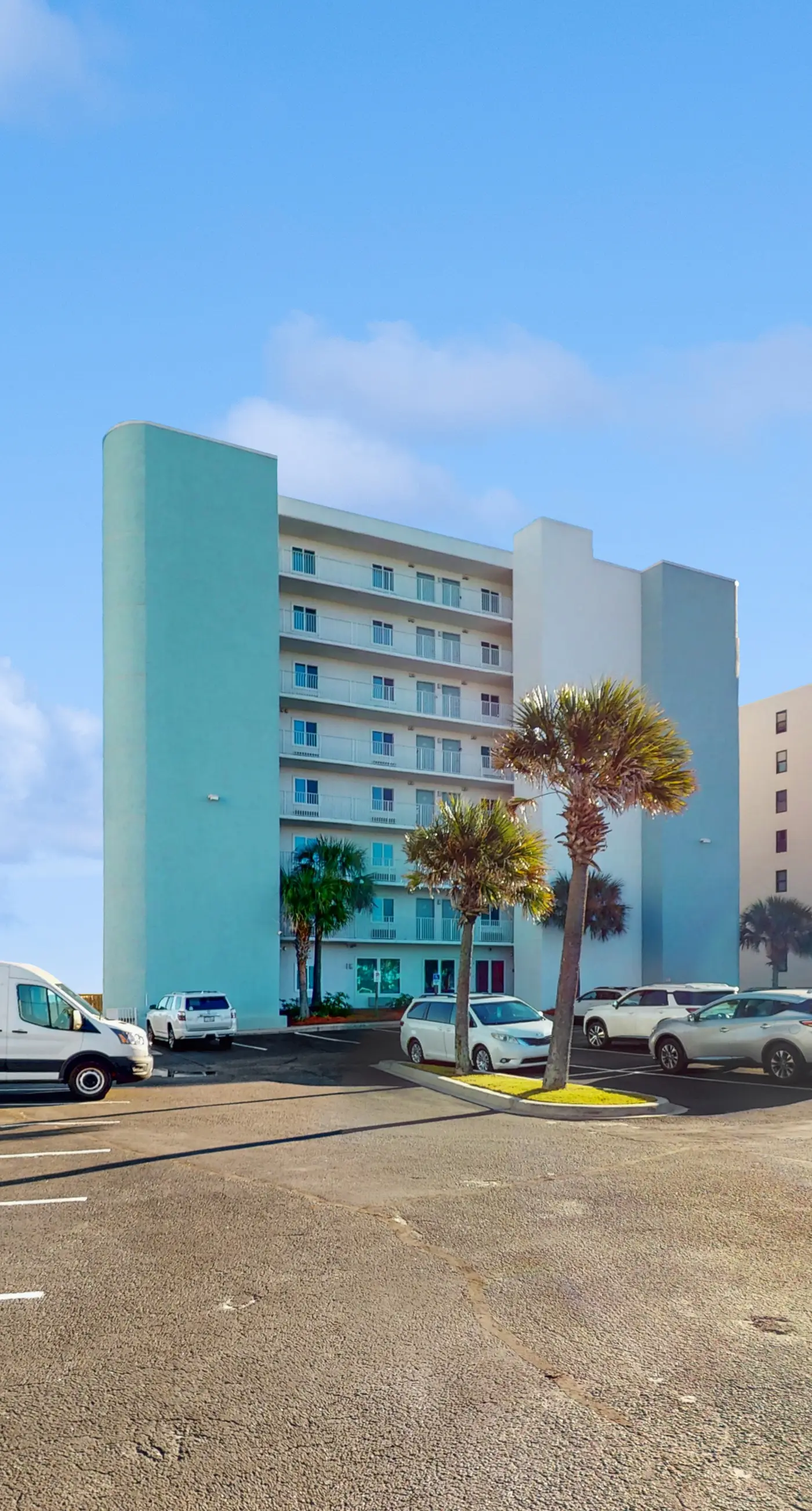 Gulf-front condo with shared pool & gym, balcony, WiFi, & great view