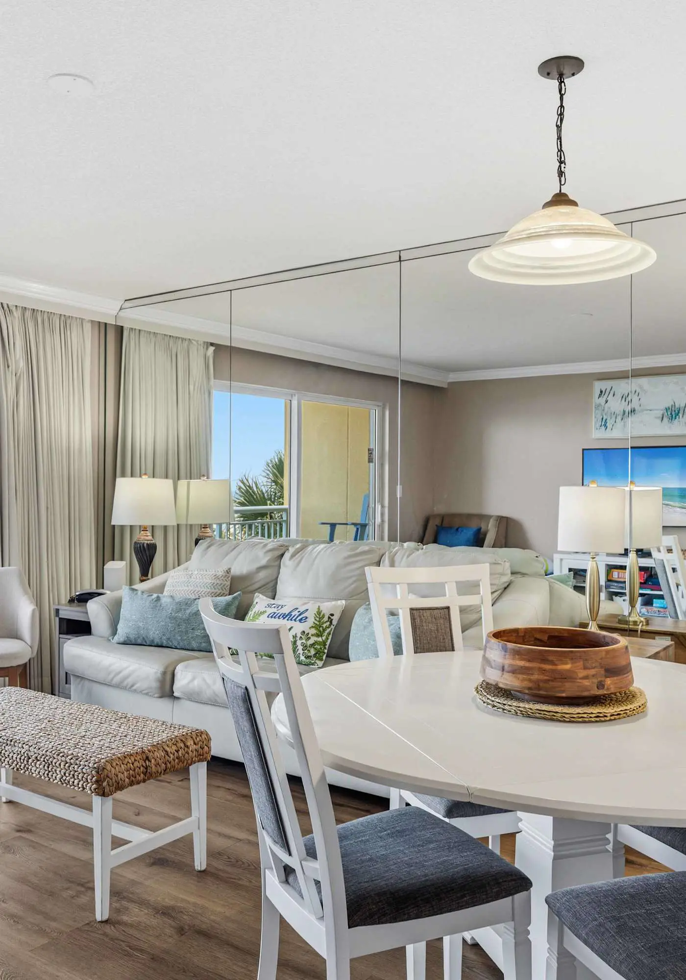 Stylish beach getaway with shared pool, private balcony, gulf views & fast WiFi
