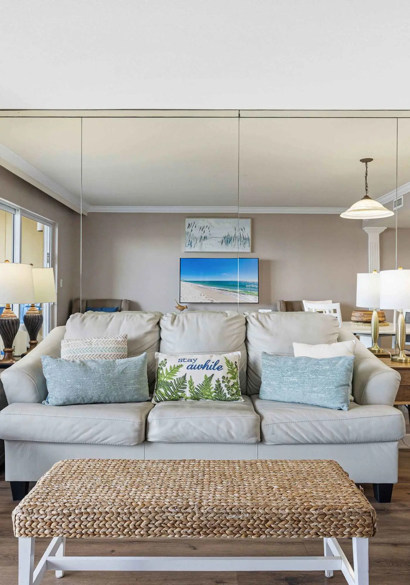 Stylish beach getaway with shared pool, private balcony, gulf views & fast WiFi