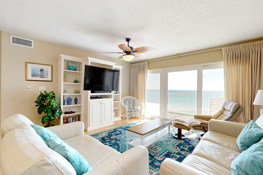 Large, sixth-floor oceanfront condo with ocean views, pool access, & central AC