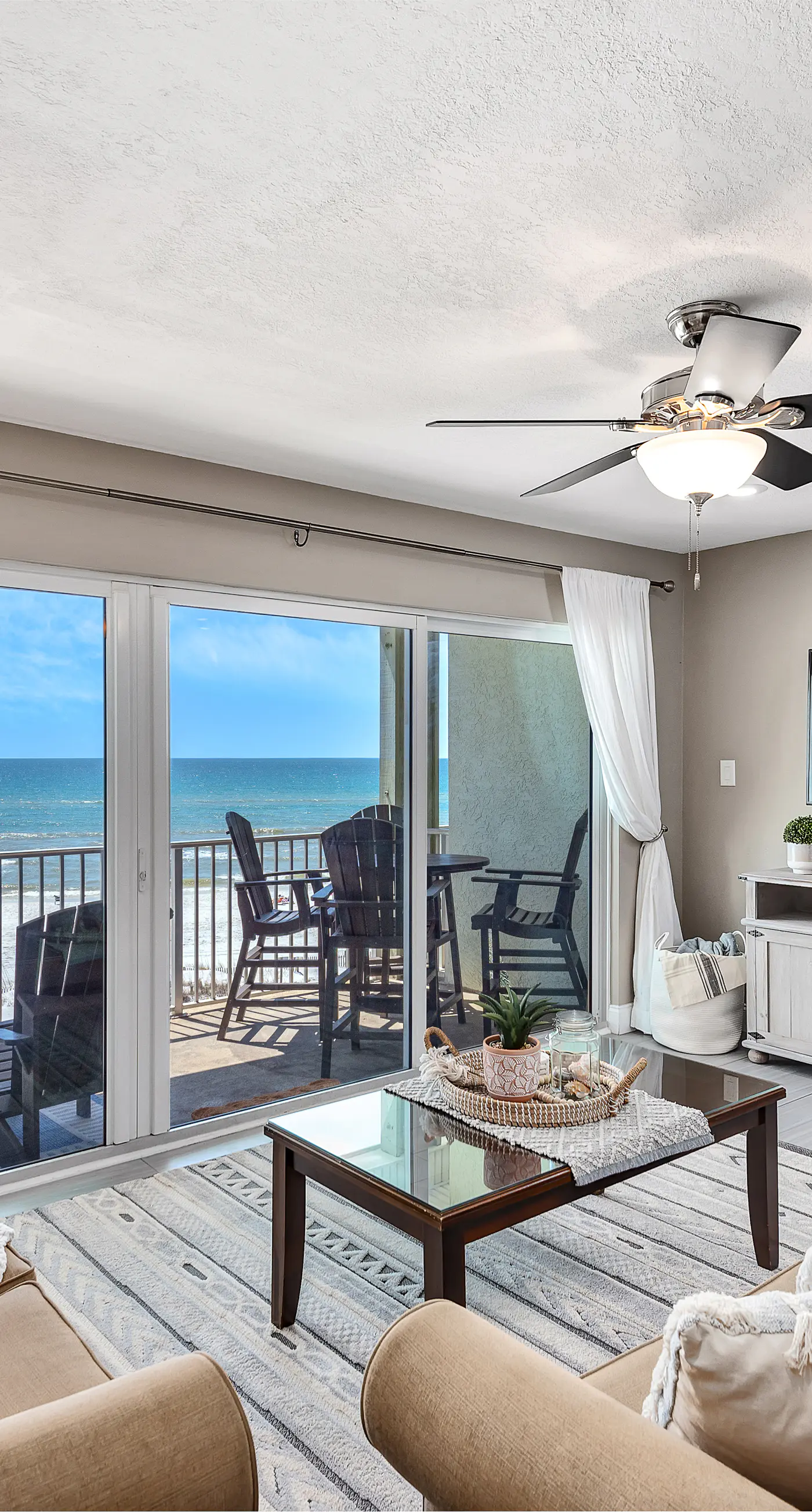Stylish oceanfront condo w/ pool access, private W/D, ocean views, & central AC