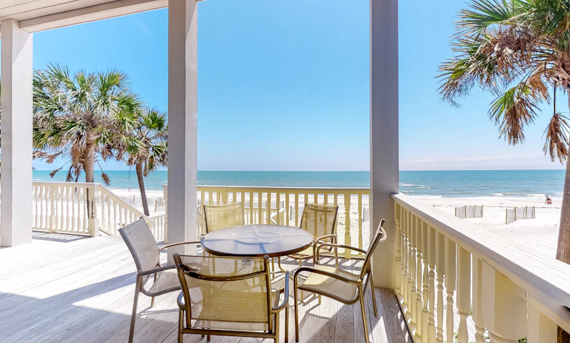 Beachfront dog-friendly home with spacious decks and on-site pool