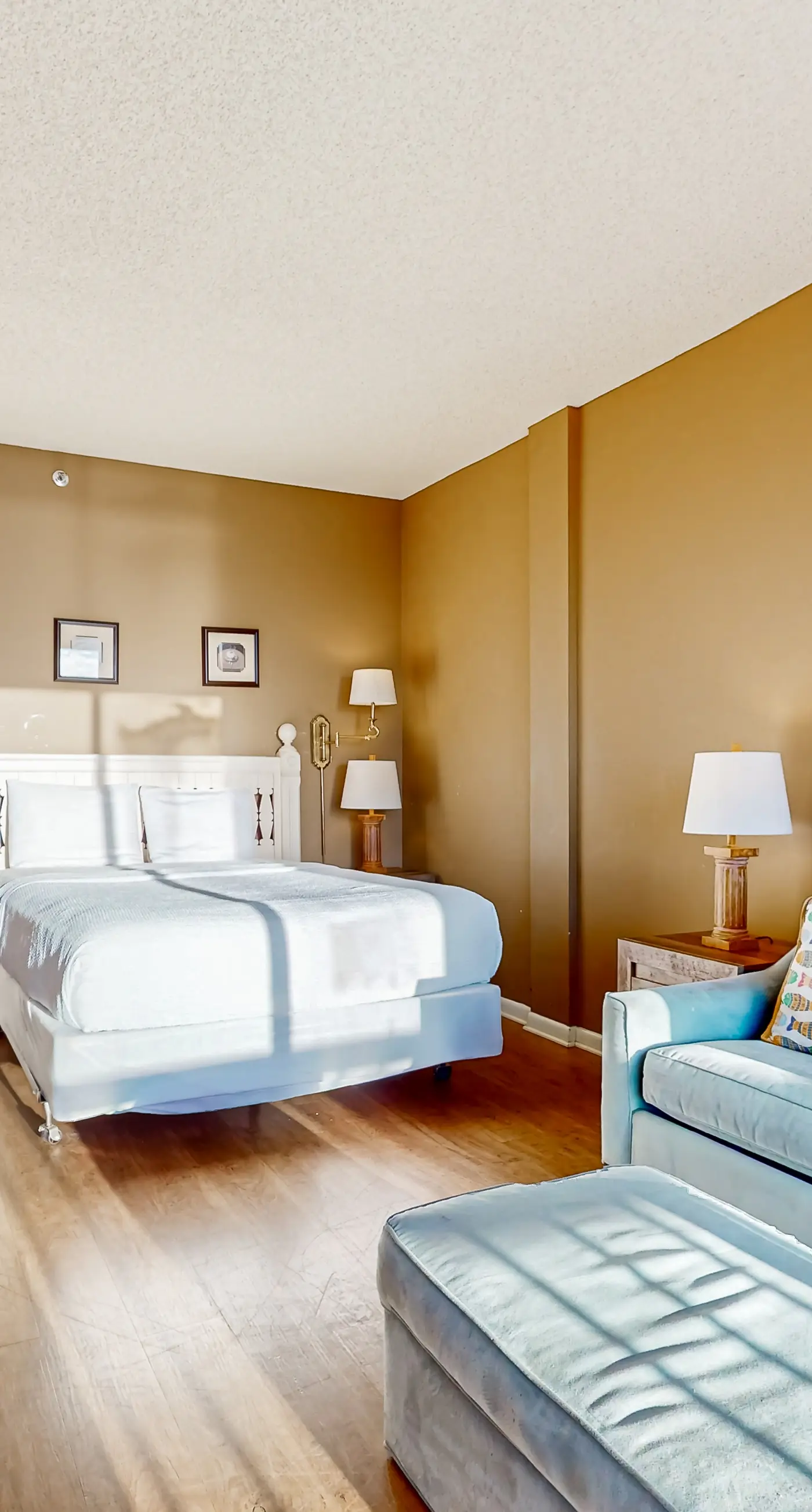 Inviting bayfront suite with water views, picnic area & pool