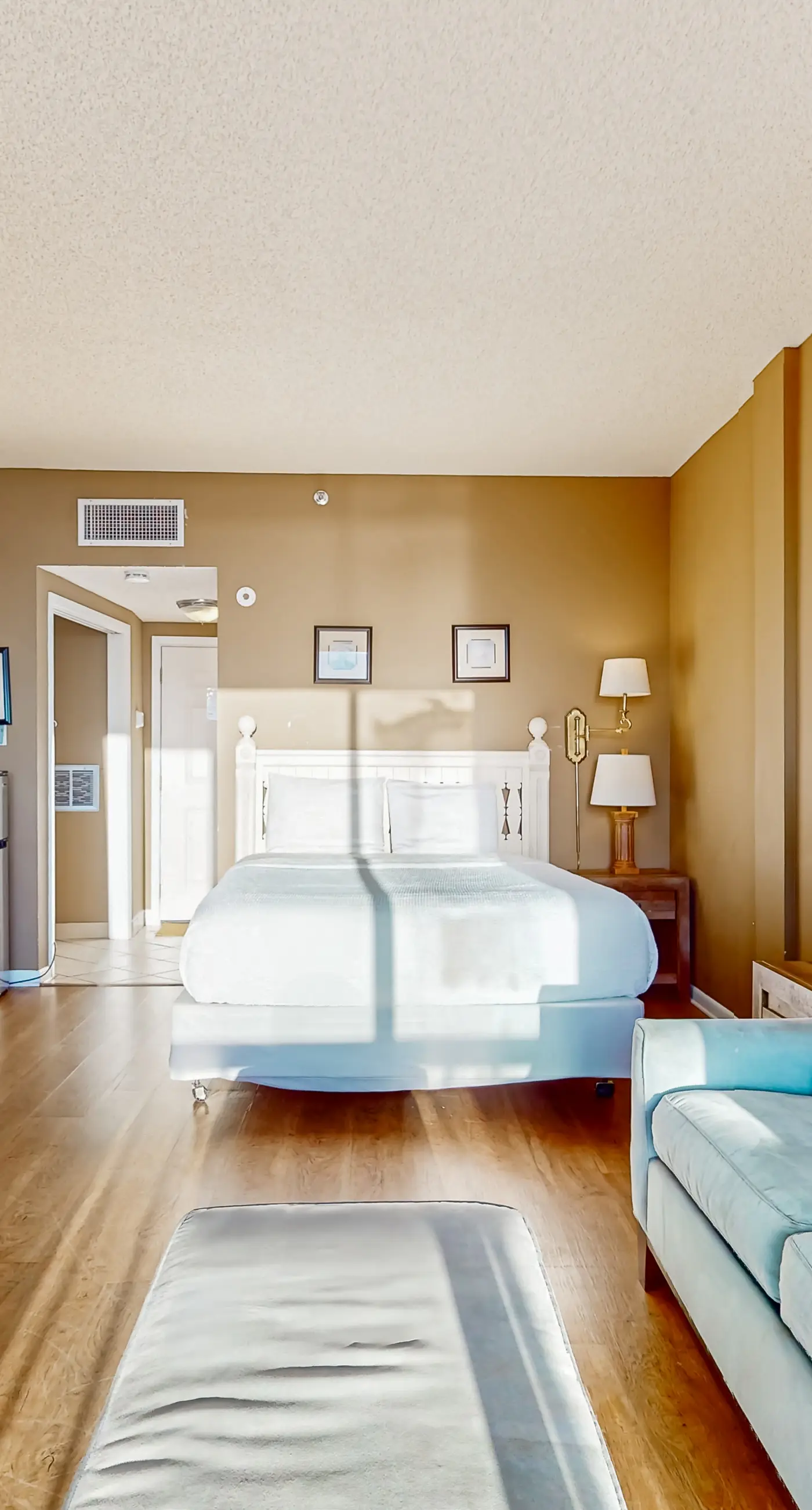 Inviting bayfront suite with water views, picnic area & pool