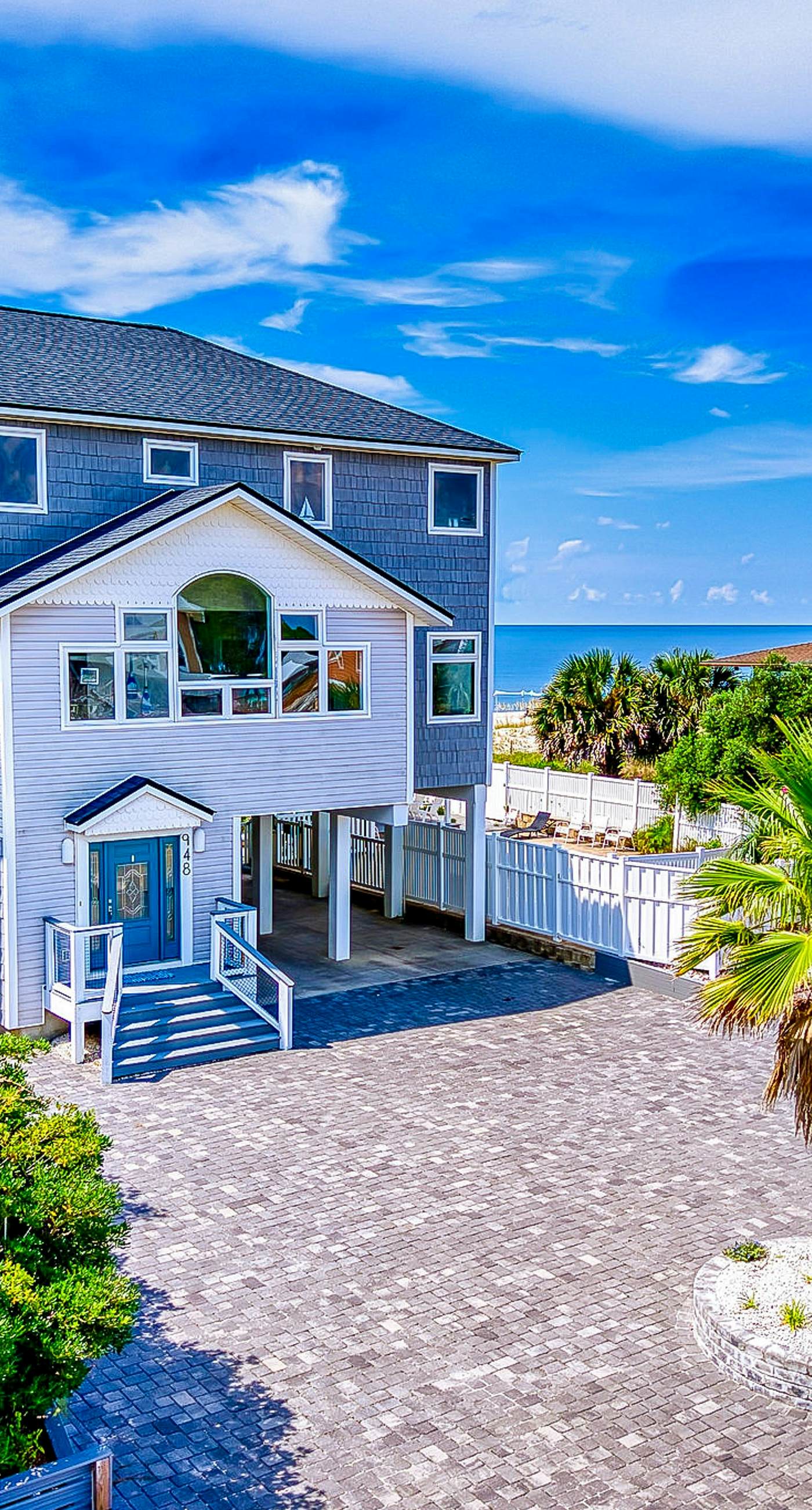 Gulf-front home with direct beach access, Gulf views, yard, & deck