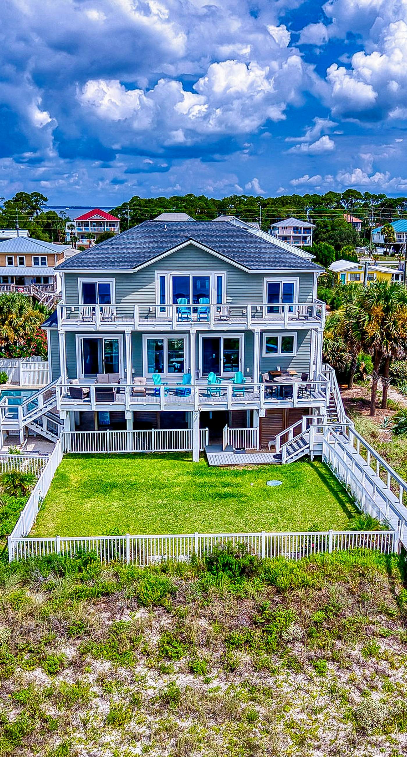 Gulf-front home with direct beach access, Gulf views, yard, & deck