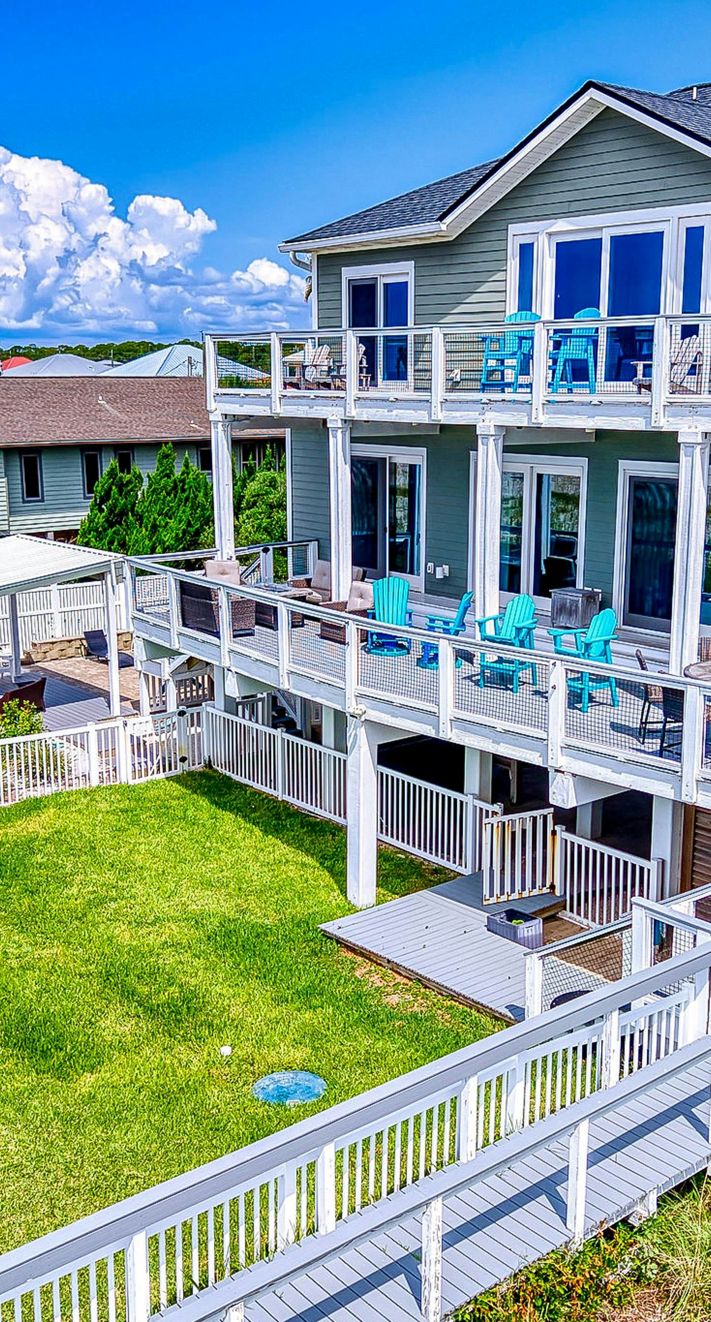 Gulf-front home with direct beach access, Gulf views, yard, & deck