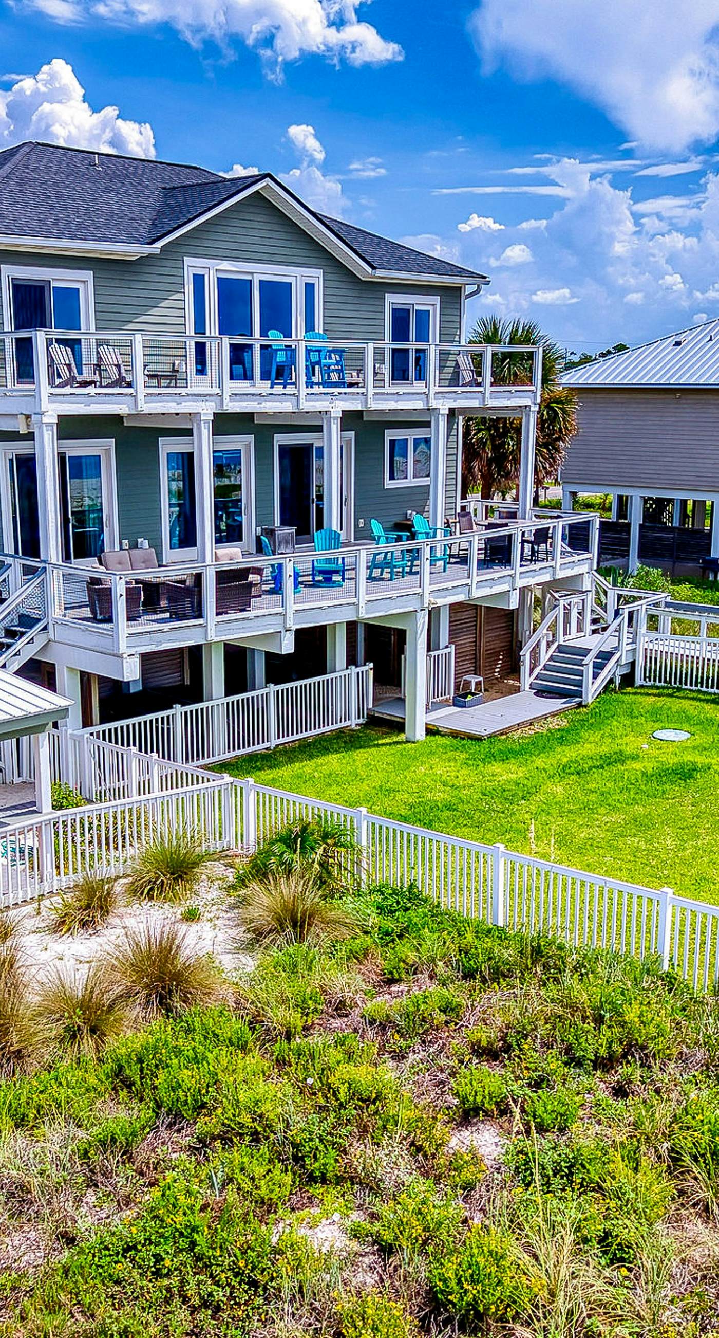 Gulf-front home with direct beach access, Gulf views, yard, & deck