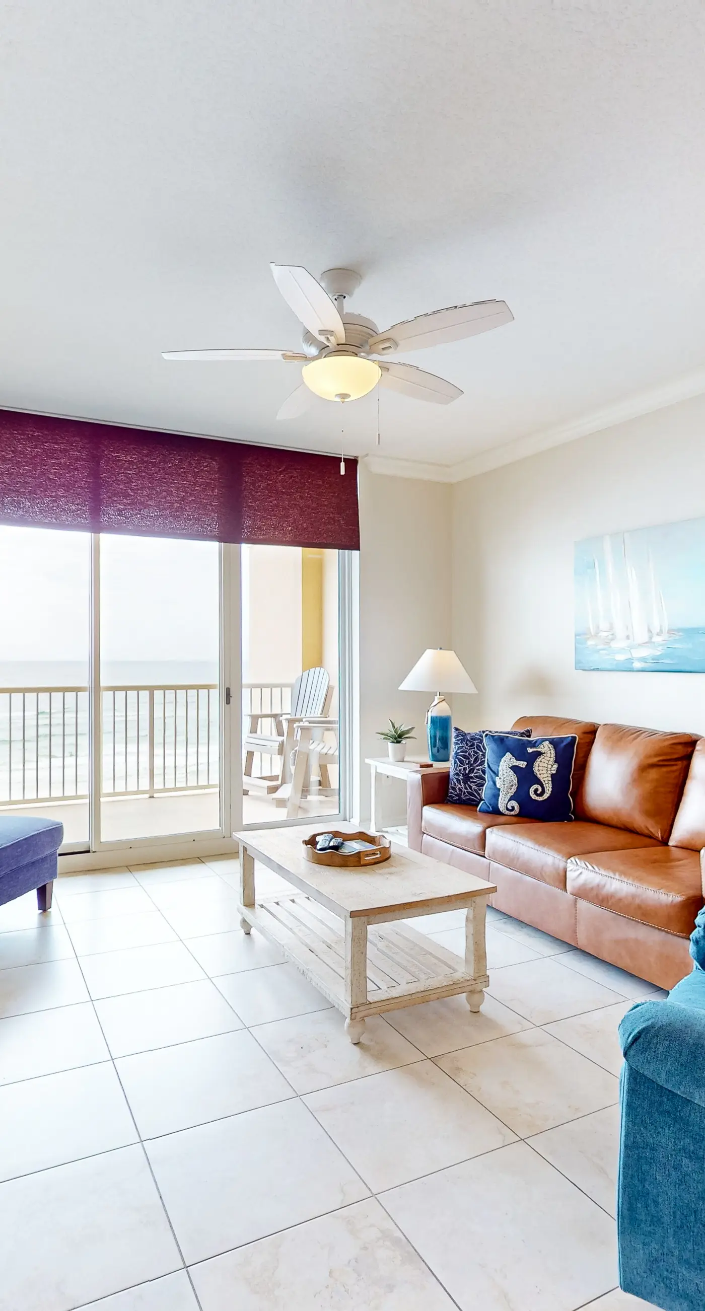 Azure 614 Beachfront condo with balcony, hot tub, pool, gym, open layout, W&D, & AC