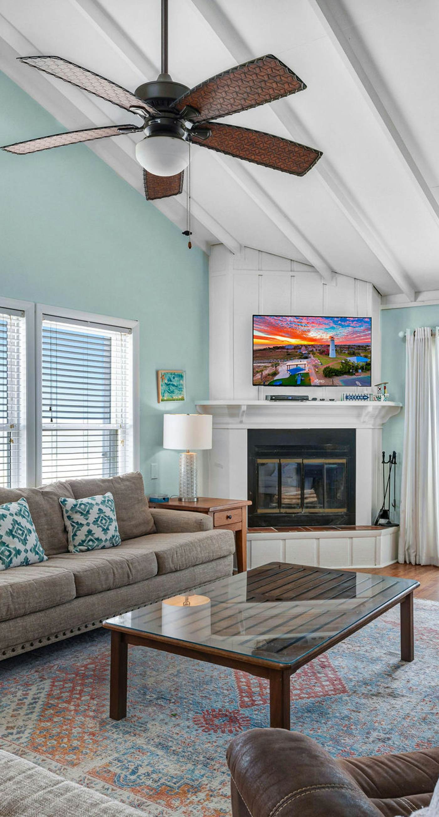 Dog-friendly with Gulf view, pool, balcony, deck, fireplace, central AC, & W&D