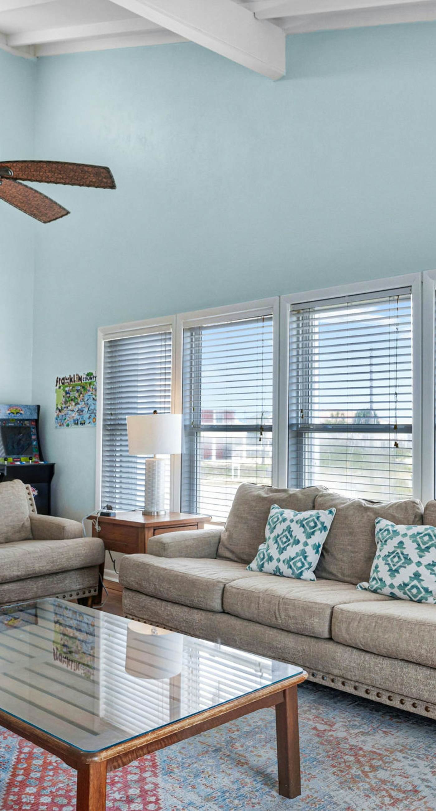 Dog-friendly with Gulf view, pool, balcony, deck, fireplace, central AC, & W&D
