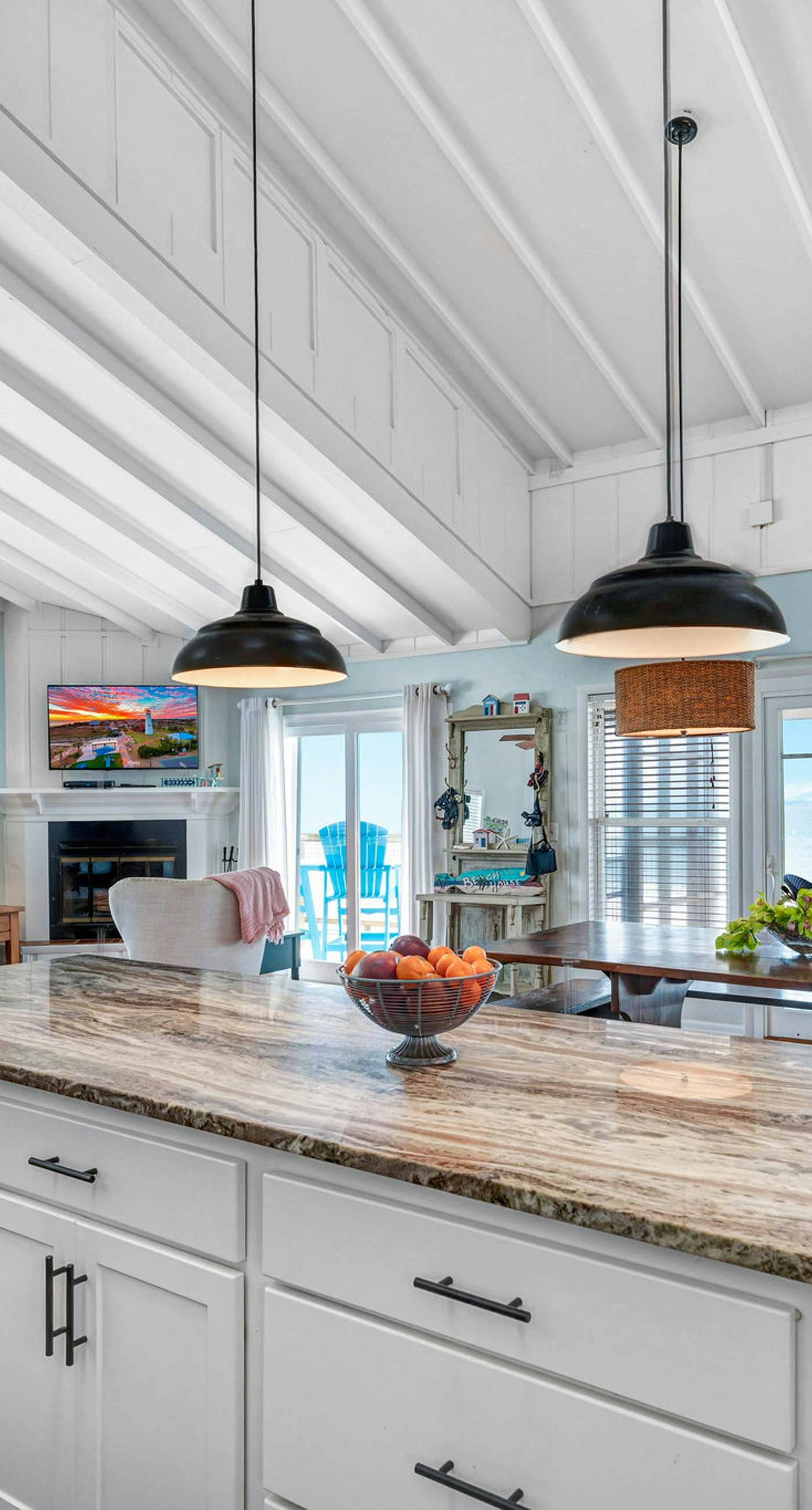 Dog-friendly with Gulf view, pool, balcony, deck, fireplace, central AC, & W&D