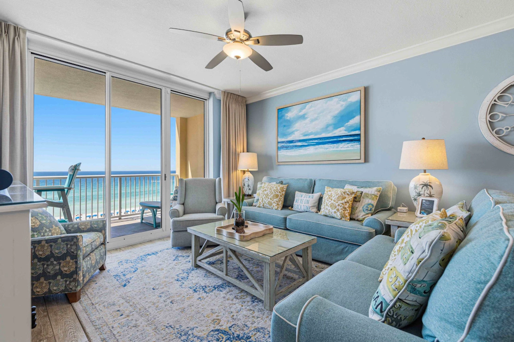 Enchanting oceanfront condo with pool, balcony, fitness area, & washer&dryer