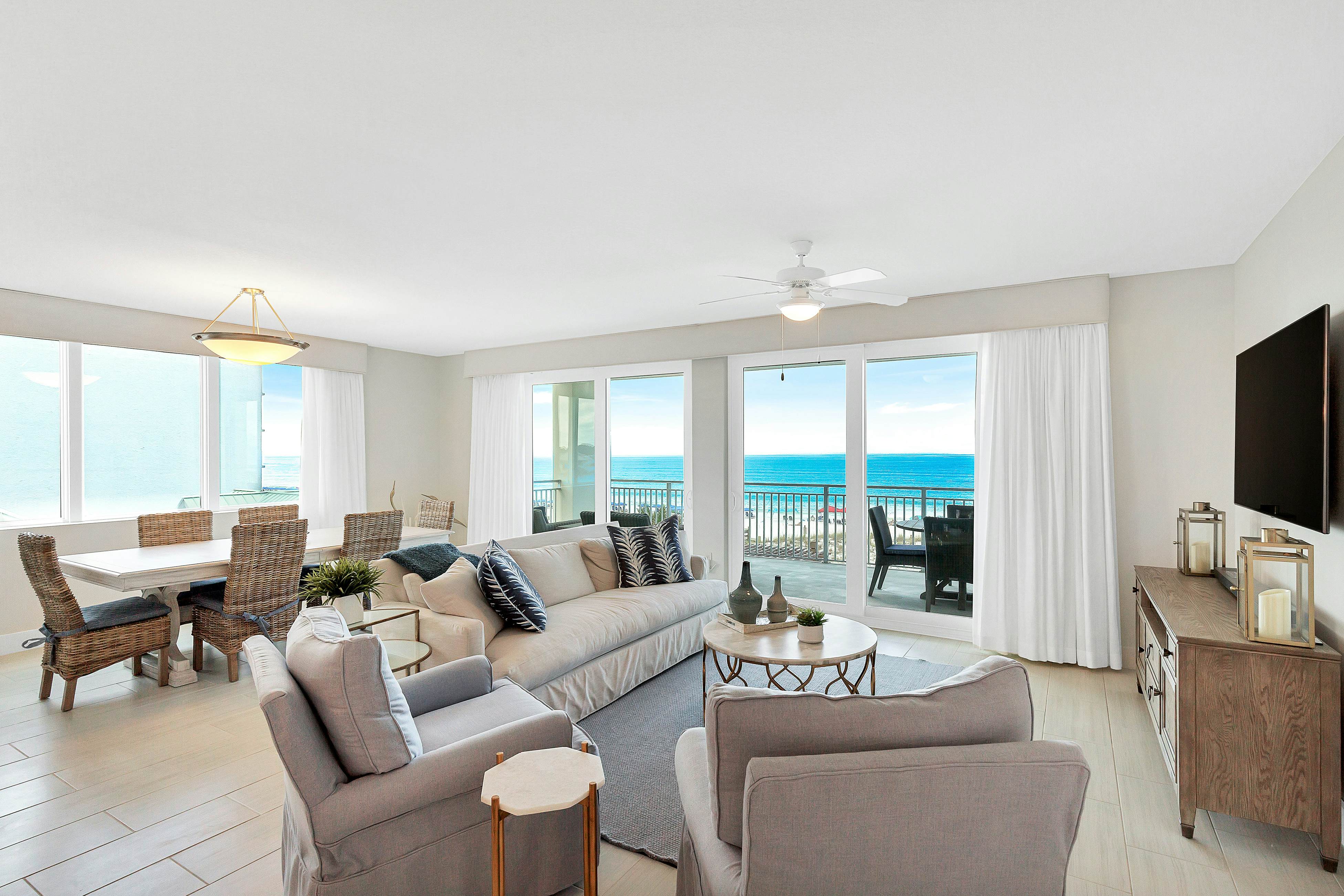 Third-floor, Gulf-view condo with pool and hot tub access, central AC, & W&D