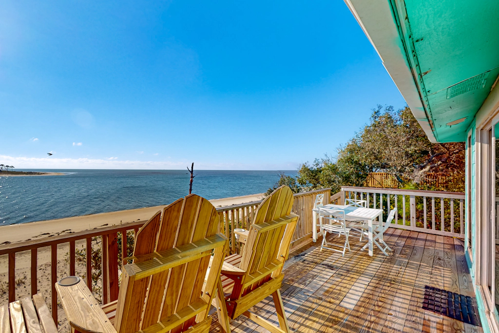 Beachfront dune cottage with deck & view of St Vincent Island
