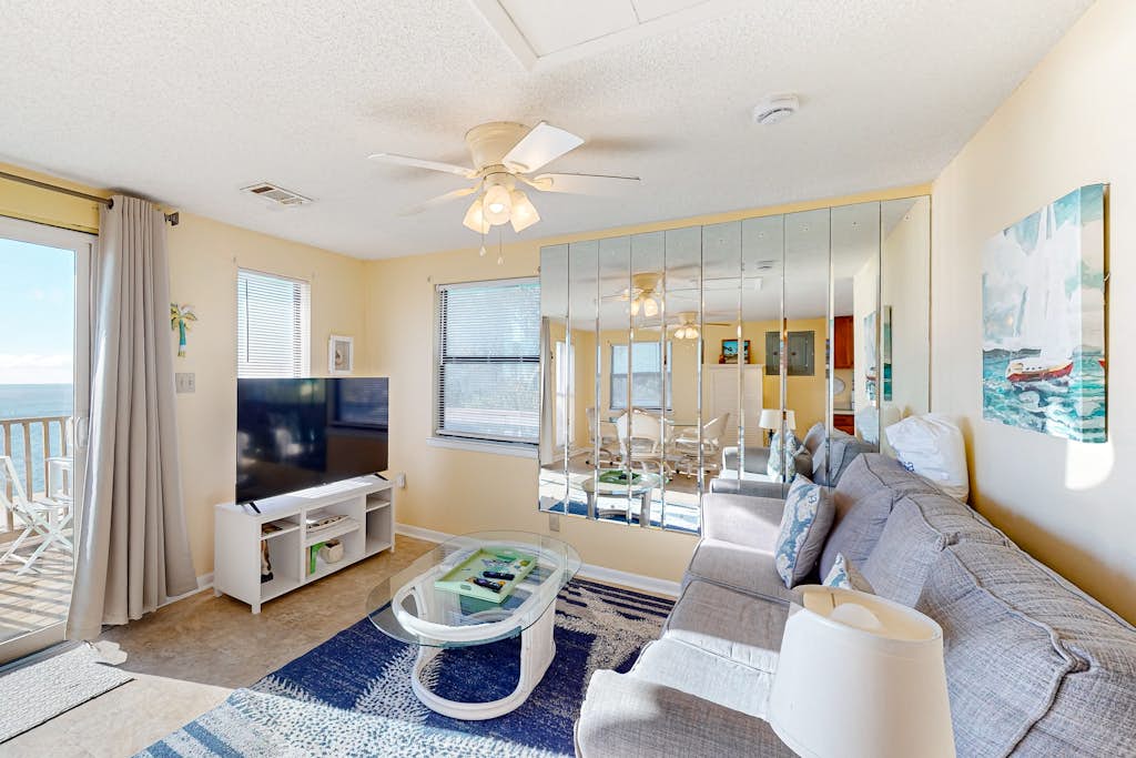 Beachfront dune cottage with deck & view of St Vincent Island