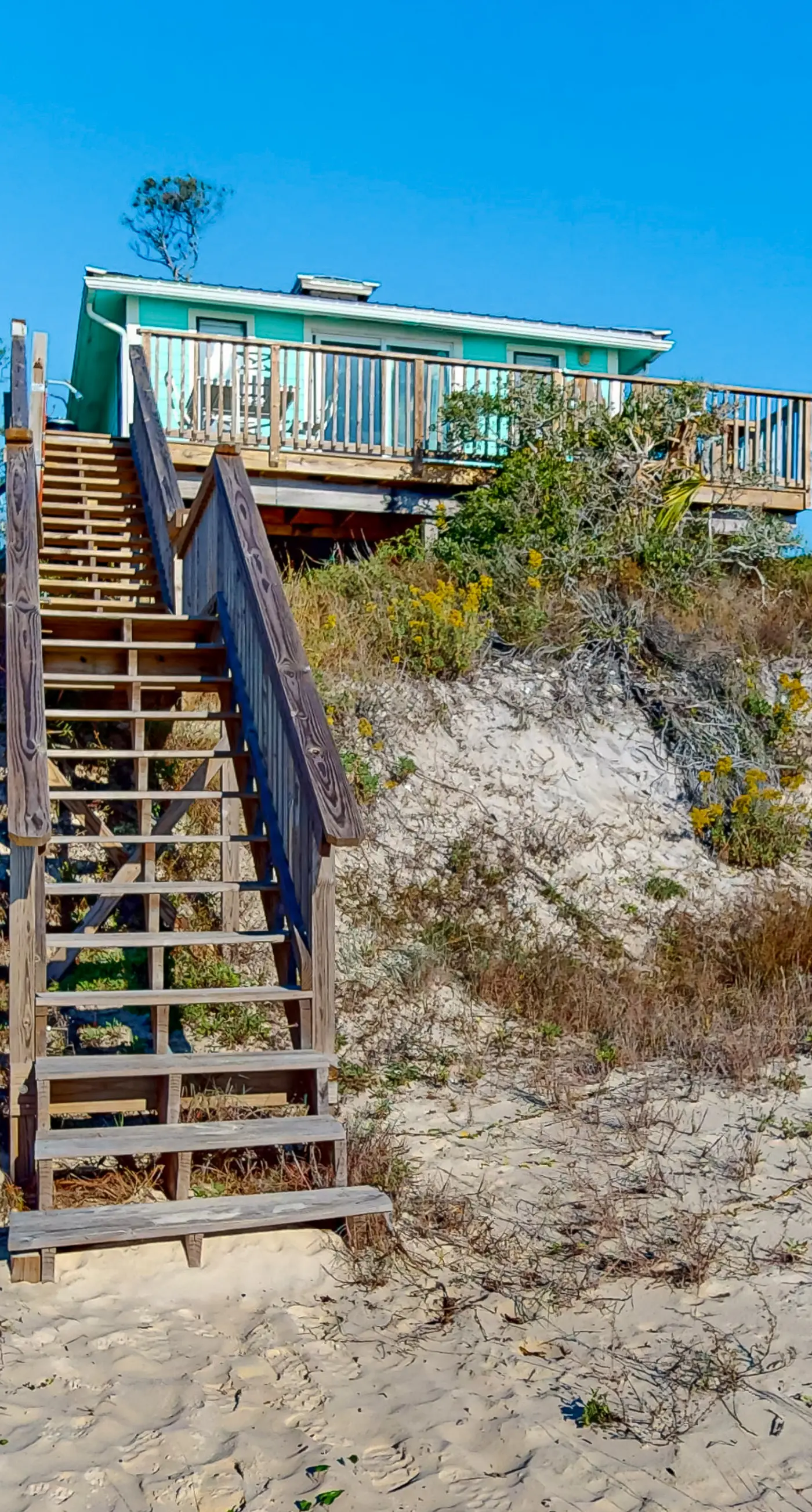Beachfront dune cottage with deck & view of St Vincent Island