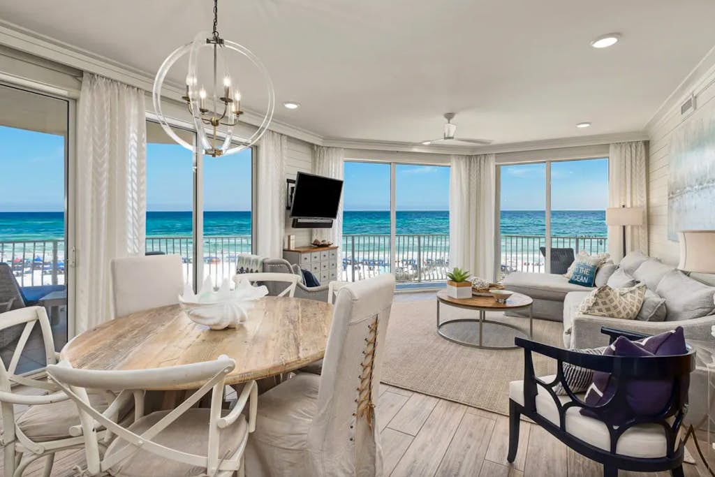 Stunning Beachfront condo with two pools, a hot tub, onsite gym and tennis/pickleball courts.