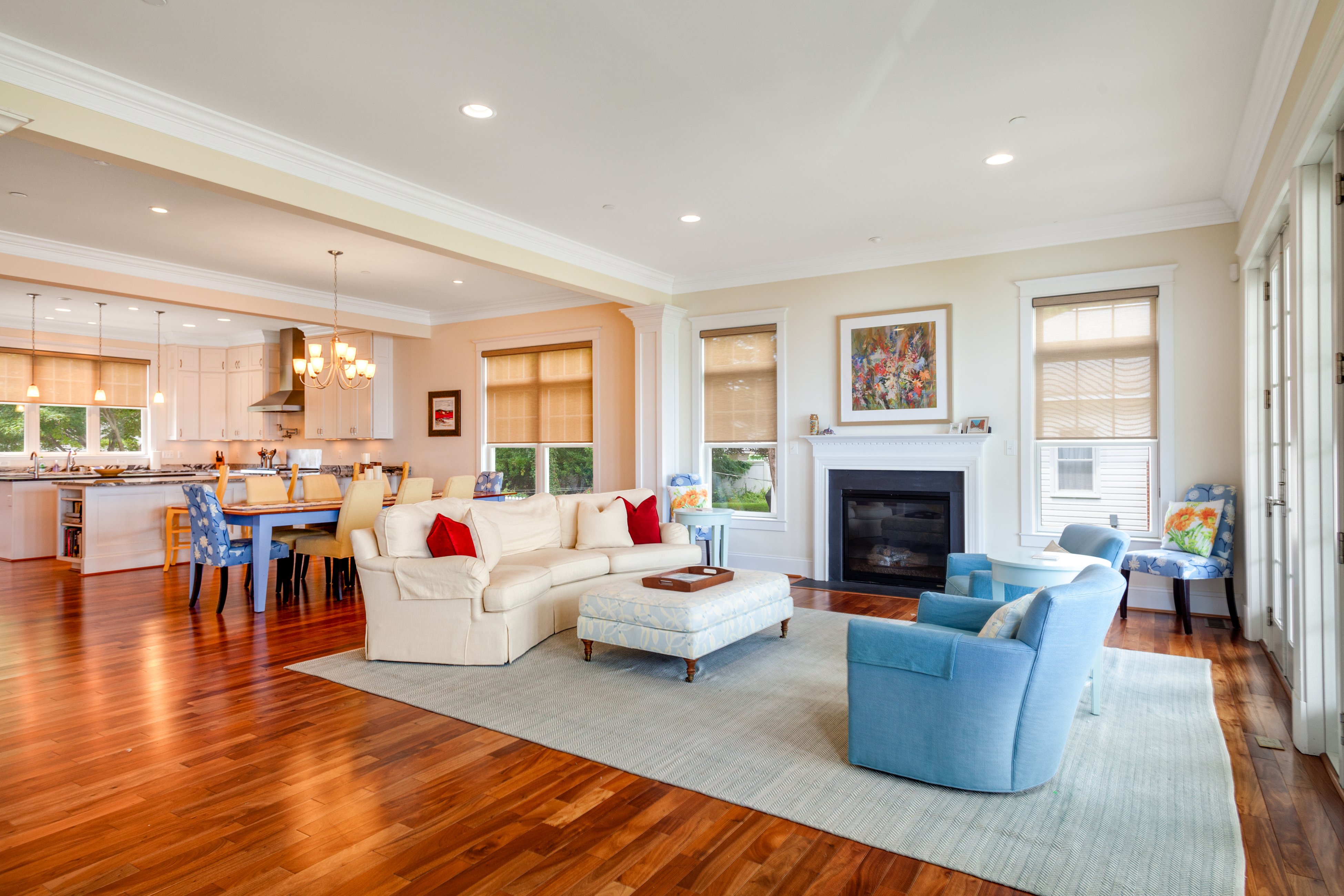 Spacious beachfront home with decks, gas grill, wet bar, gas fireplace, and W/D