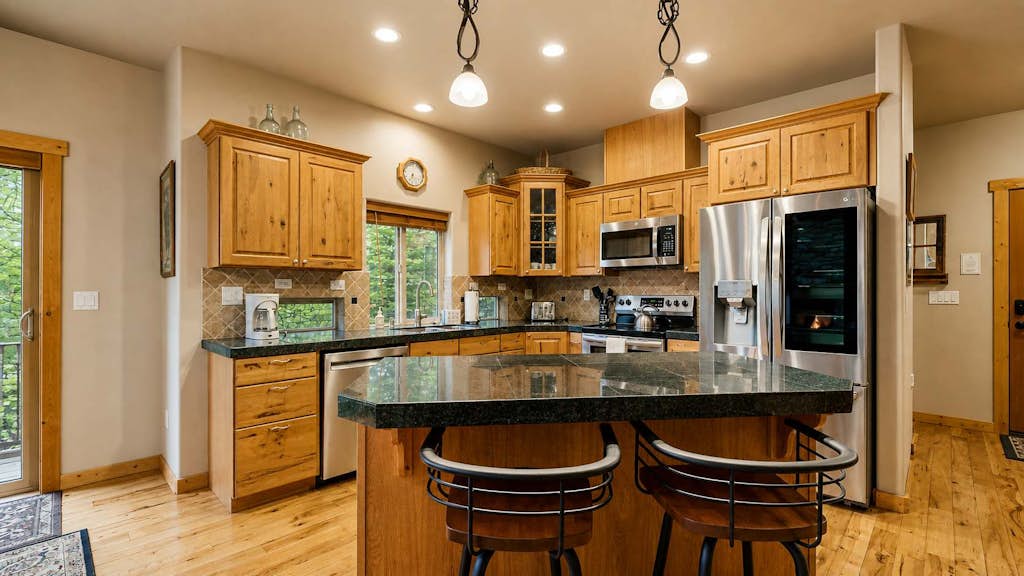 A spacious, pet-friendly cabin in Spring Mountain Ranch with room for the whole group. Four bedrooms, a separate loft living area, and a wraparound deck with grill make it easy to gather and spread out. Located in Spring Mountain Ranch community amenities including a pool, hot tub, fitness center, and tennis/pickleball courts.