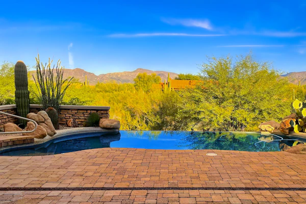 Beautiful mountain-view home with fireplace, private pool, grill, patio & W/D