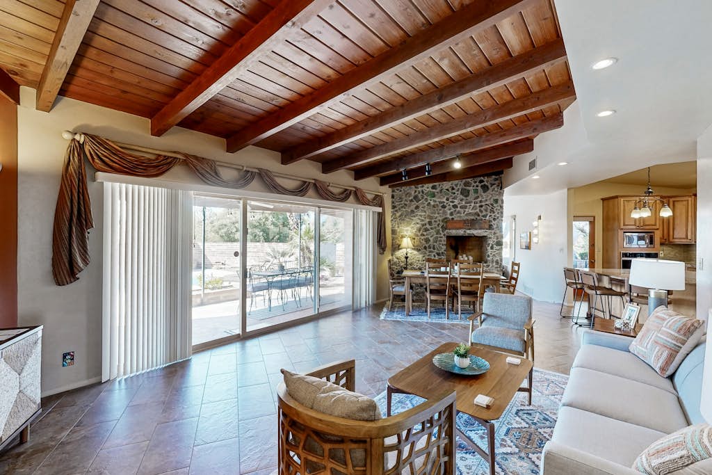 Dog-friendly oasis with yard, amazing pool, furnished patio, & washer/dryer