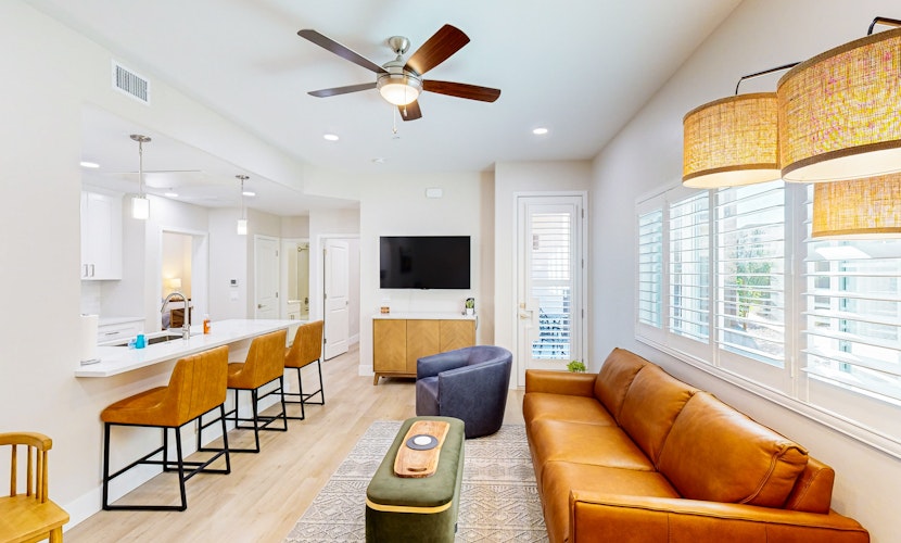 Vibrant first-floor condo with pool/hot tub, right on the bike path